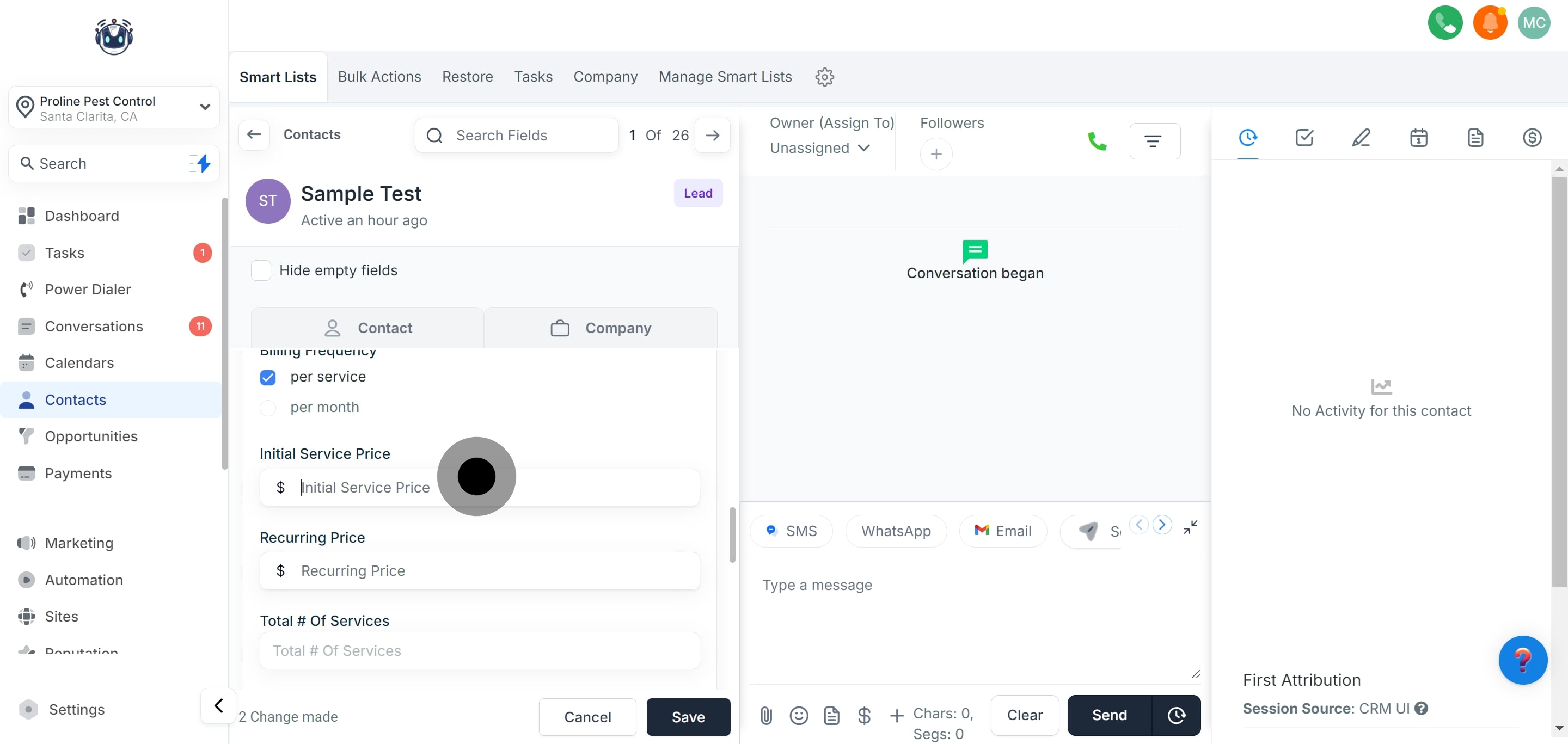 7 Click on the element.