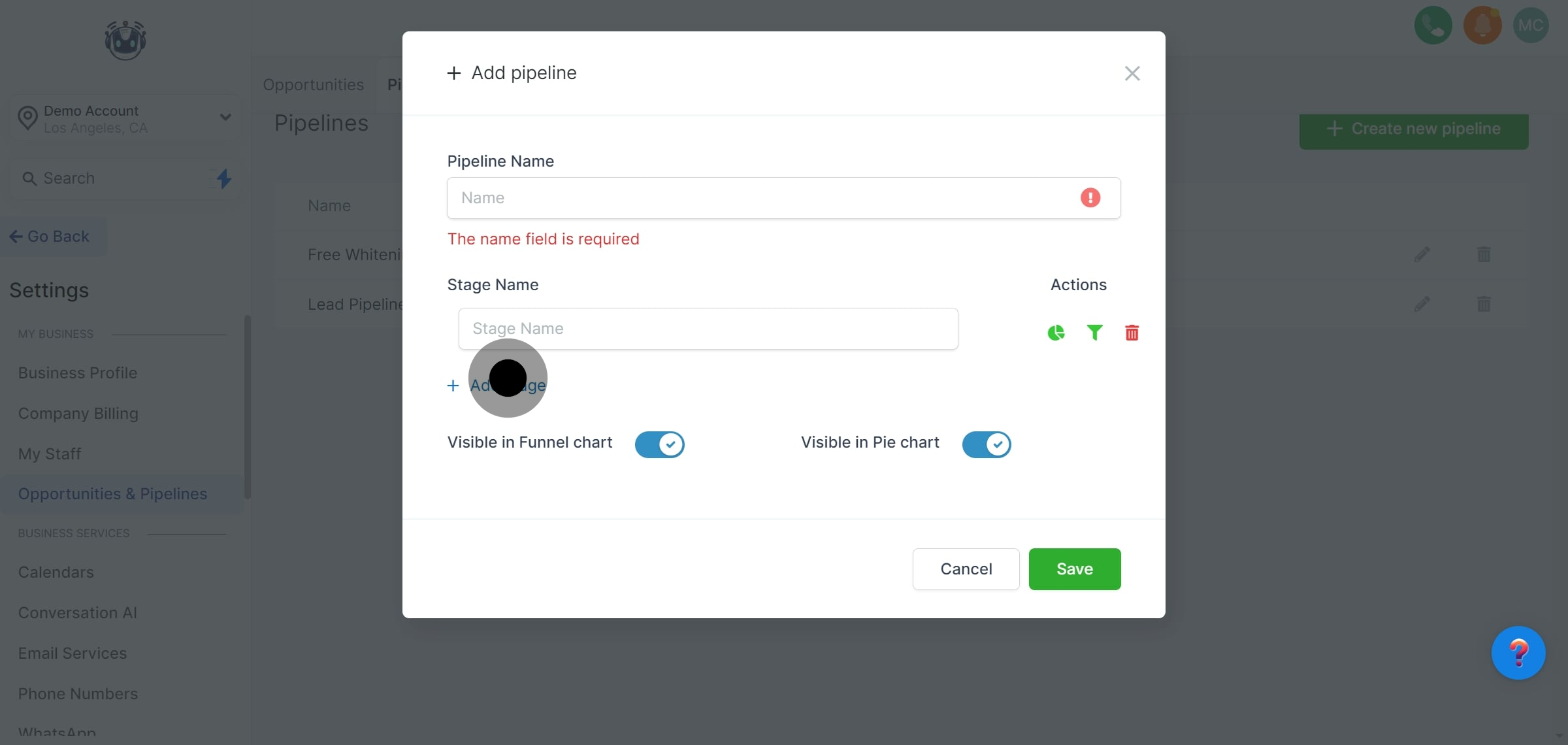 7 Then, click on "Add stage".