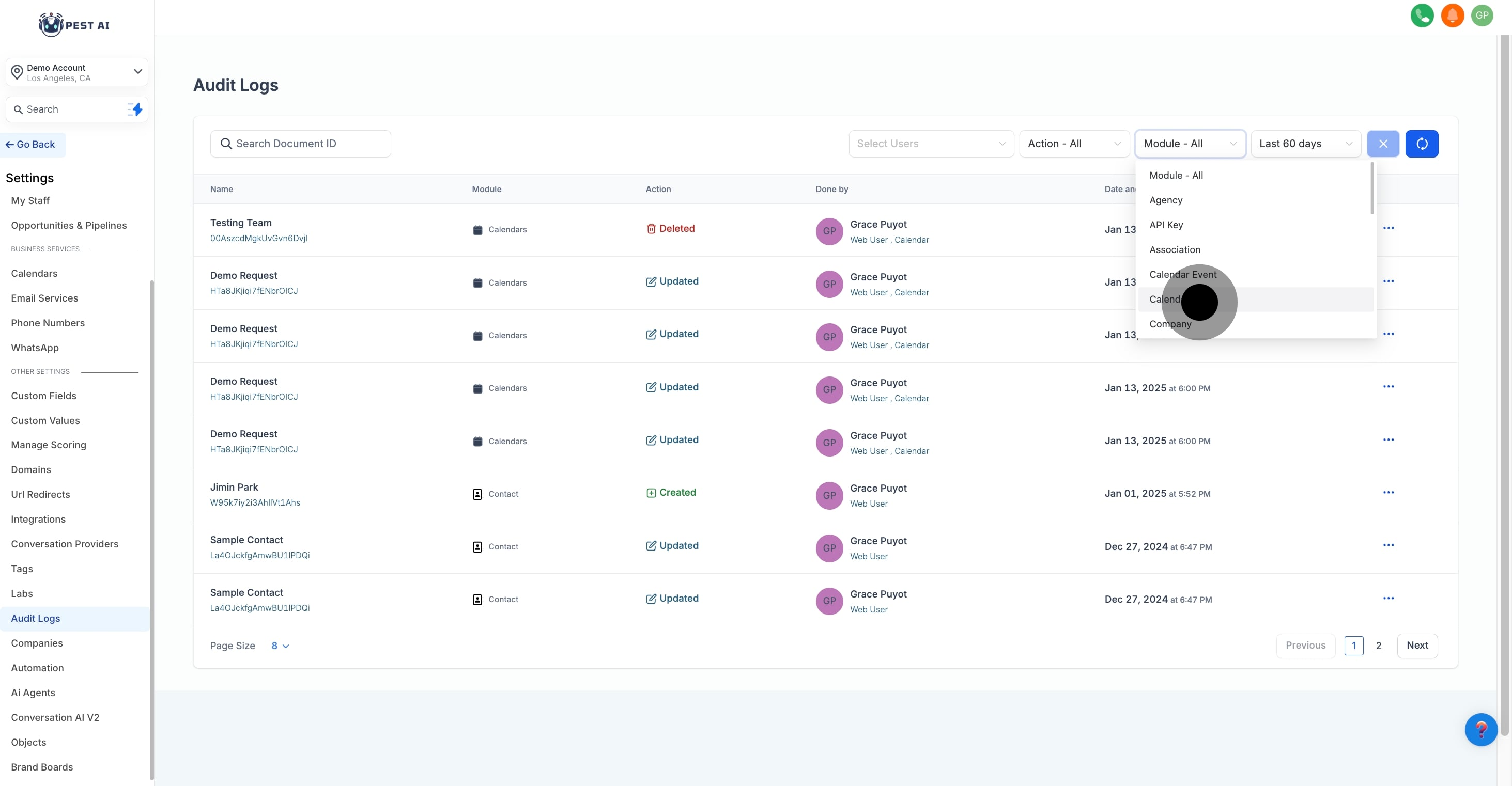 3 Next, click on "Calendars".
