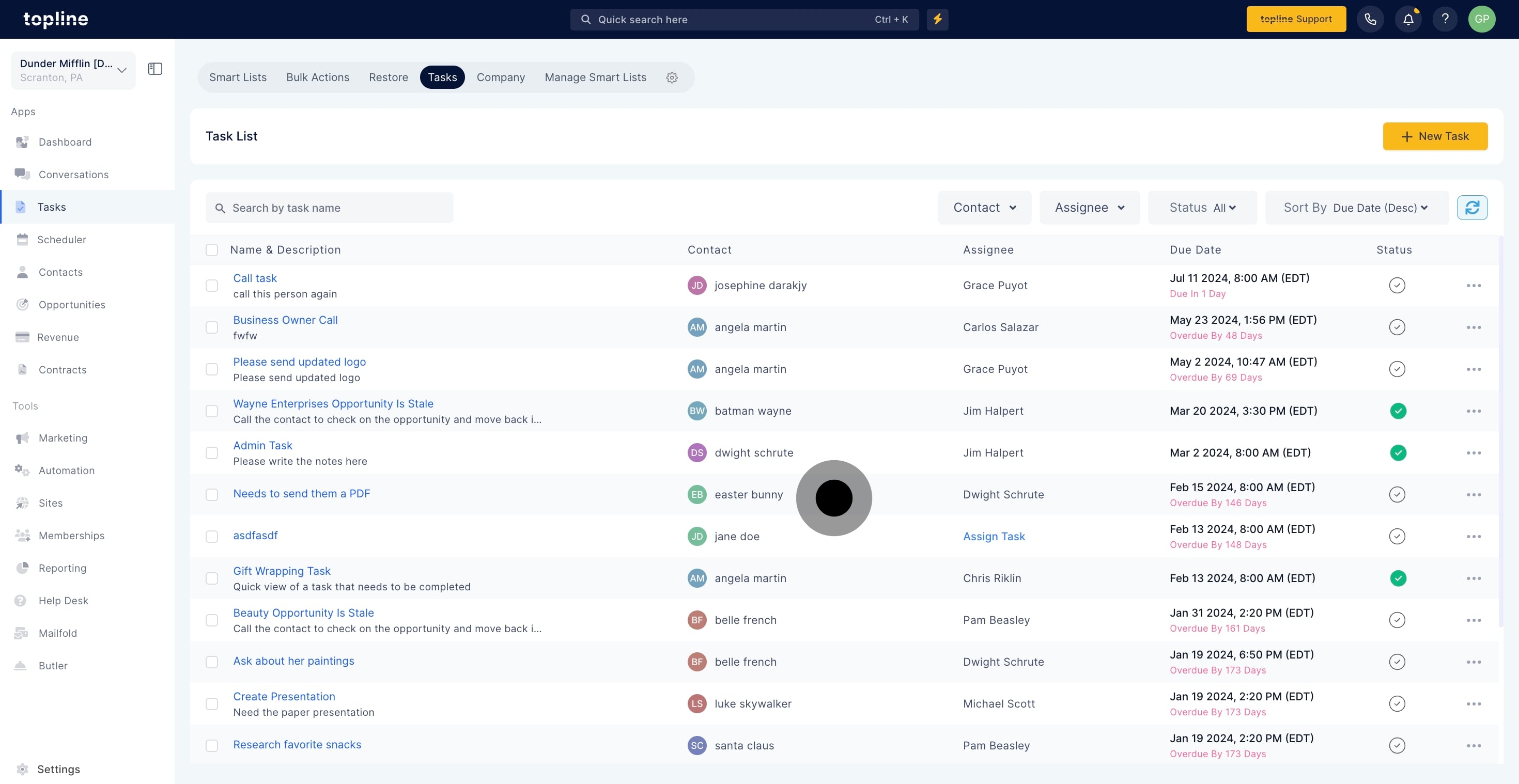 2 Click on "Status".