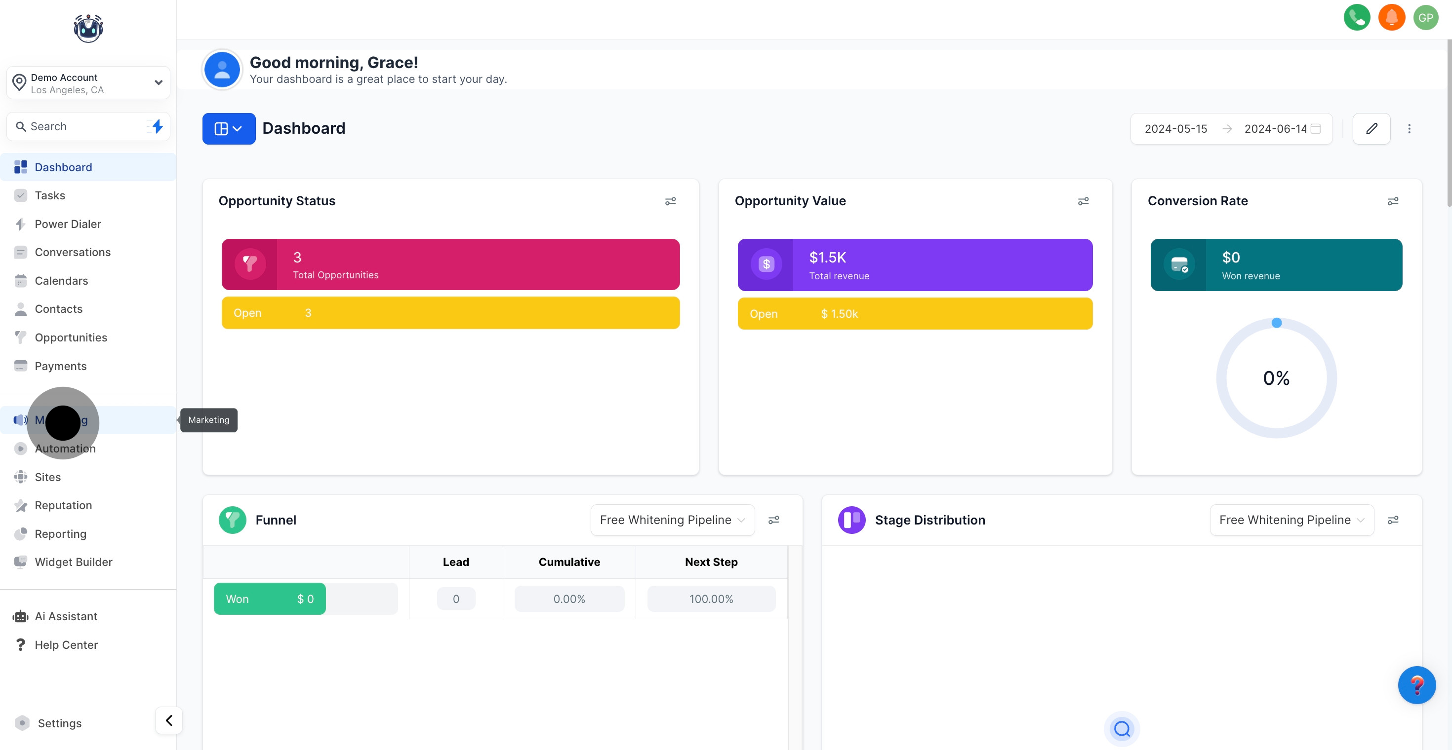 1 Firstly, click on "Marketing".