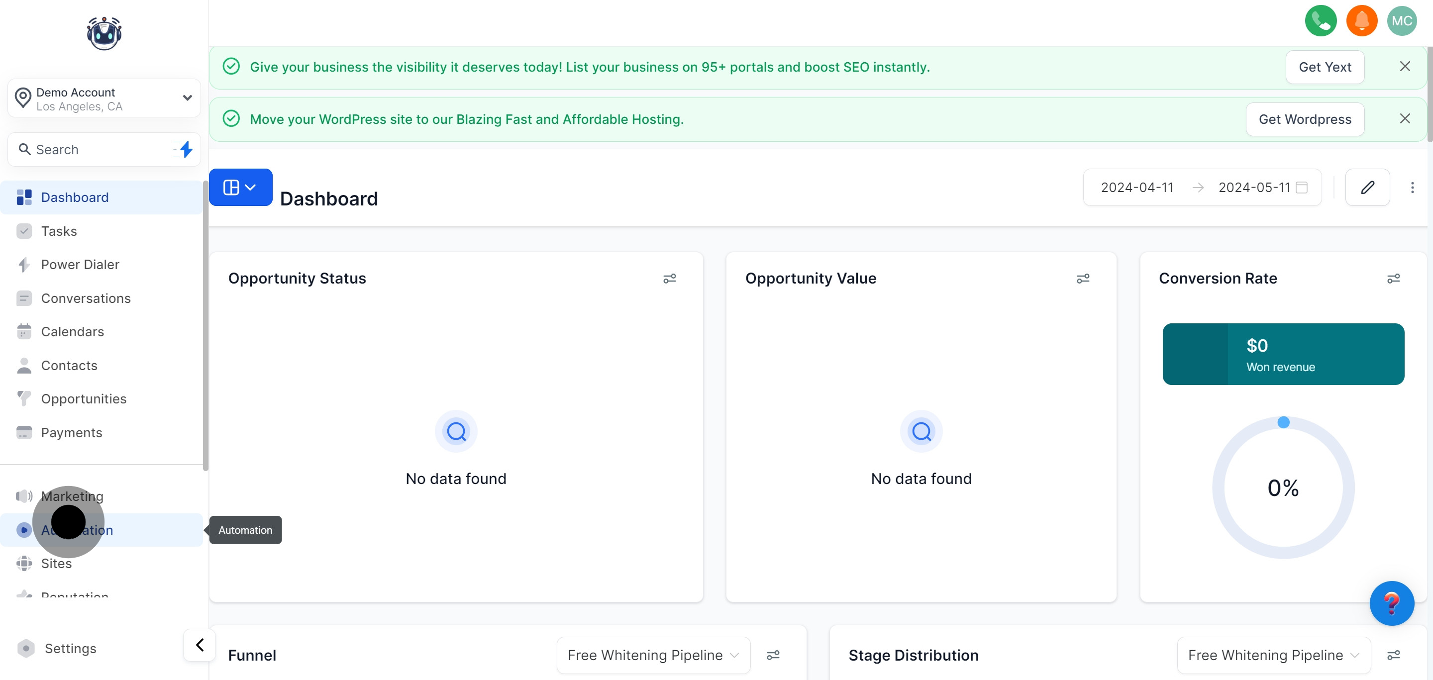 1 To kick off, click on "Automation".