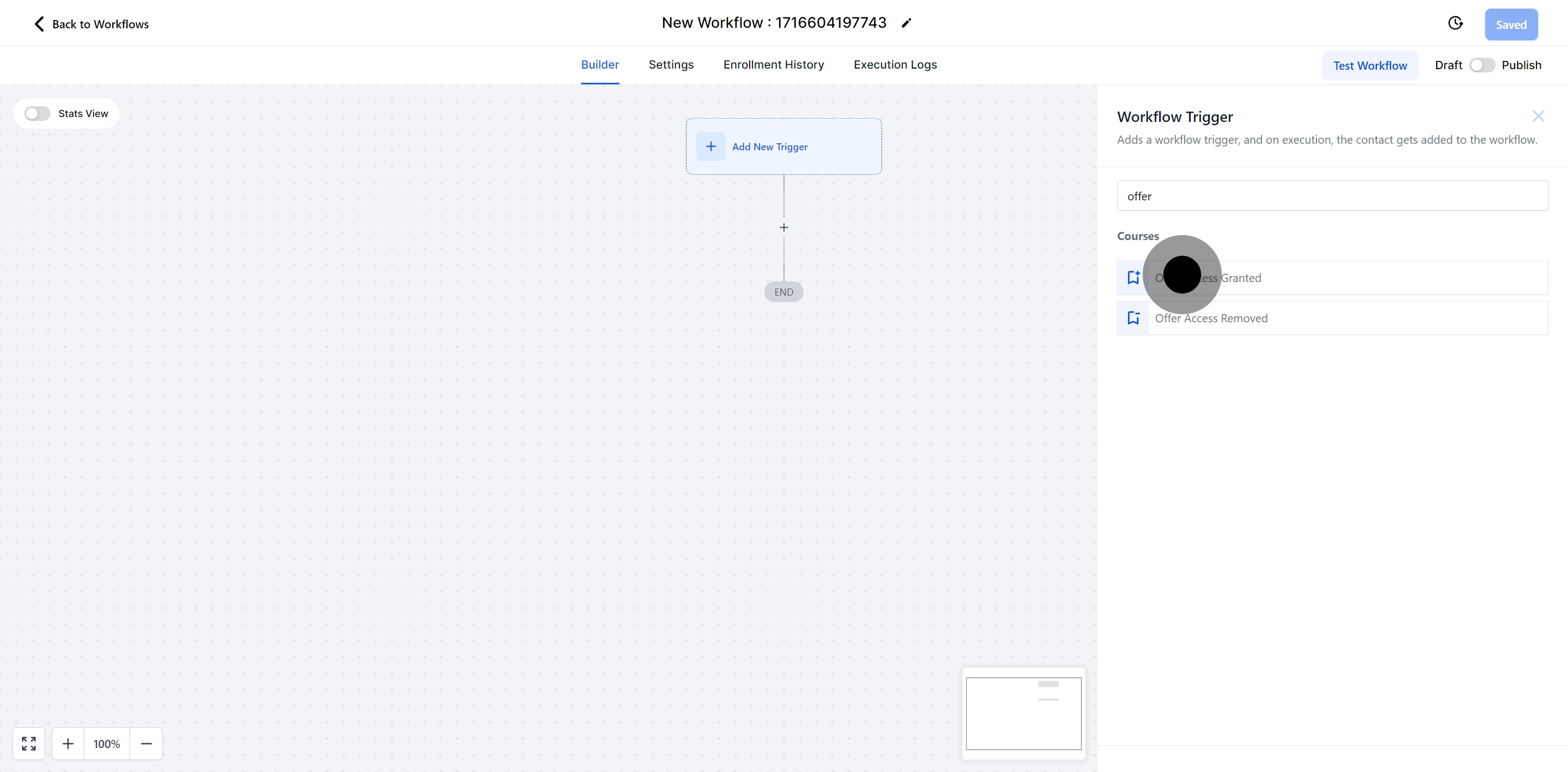 4 Click on "Offer Access Granted".