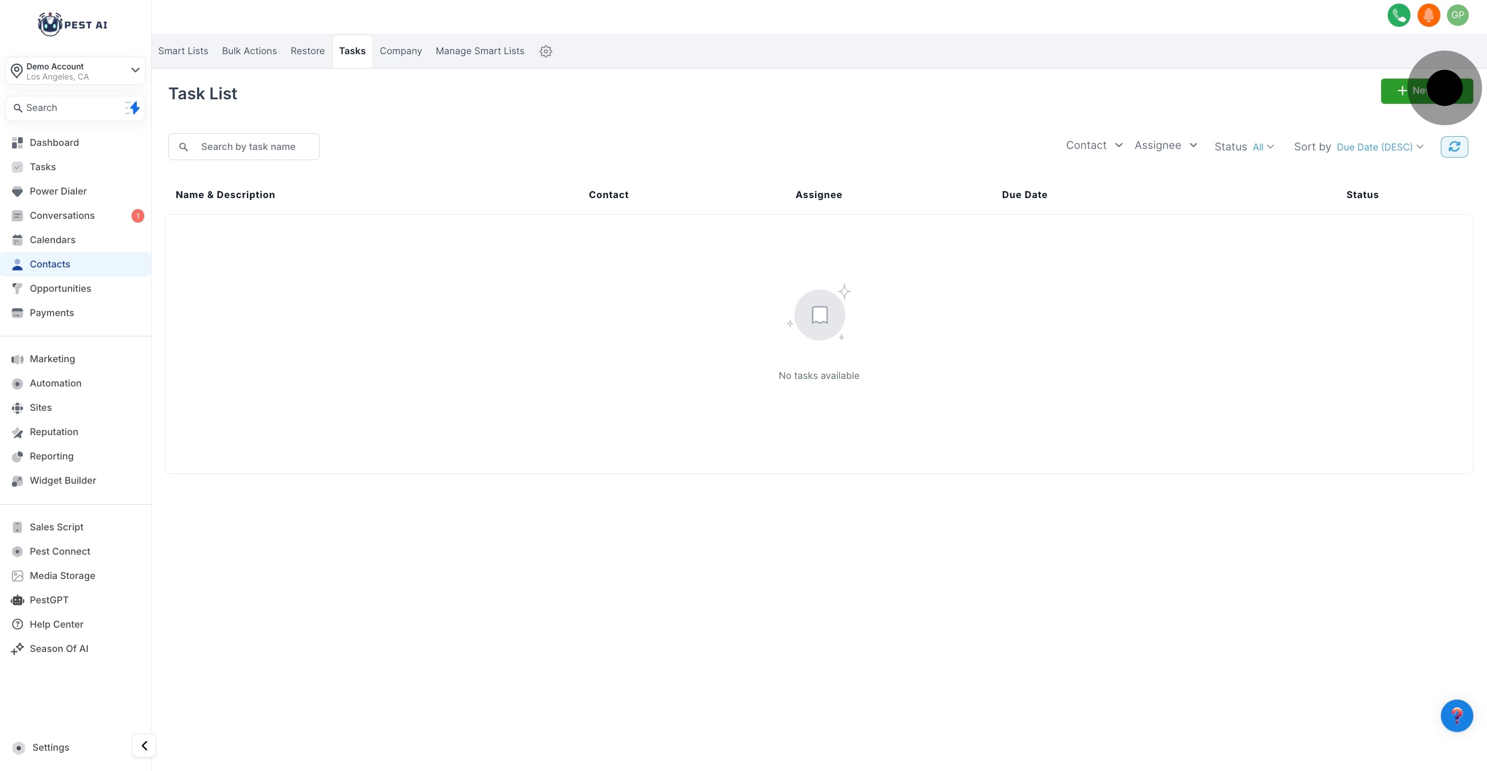 2 Click on "New Task".
