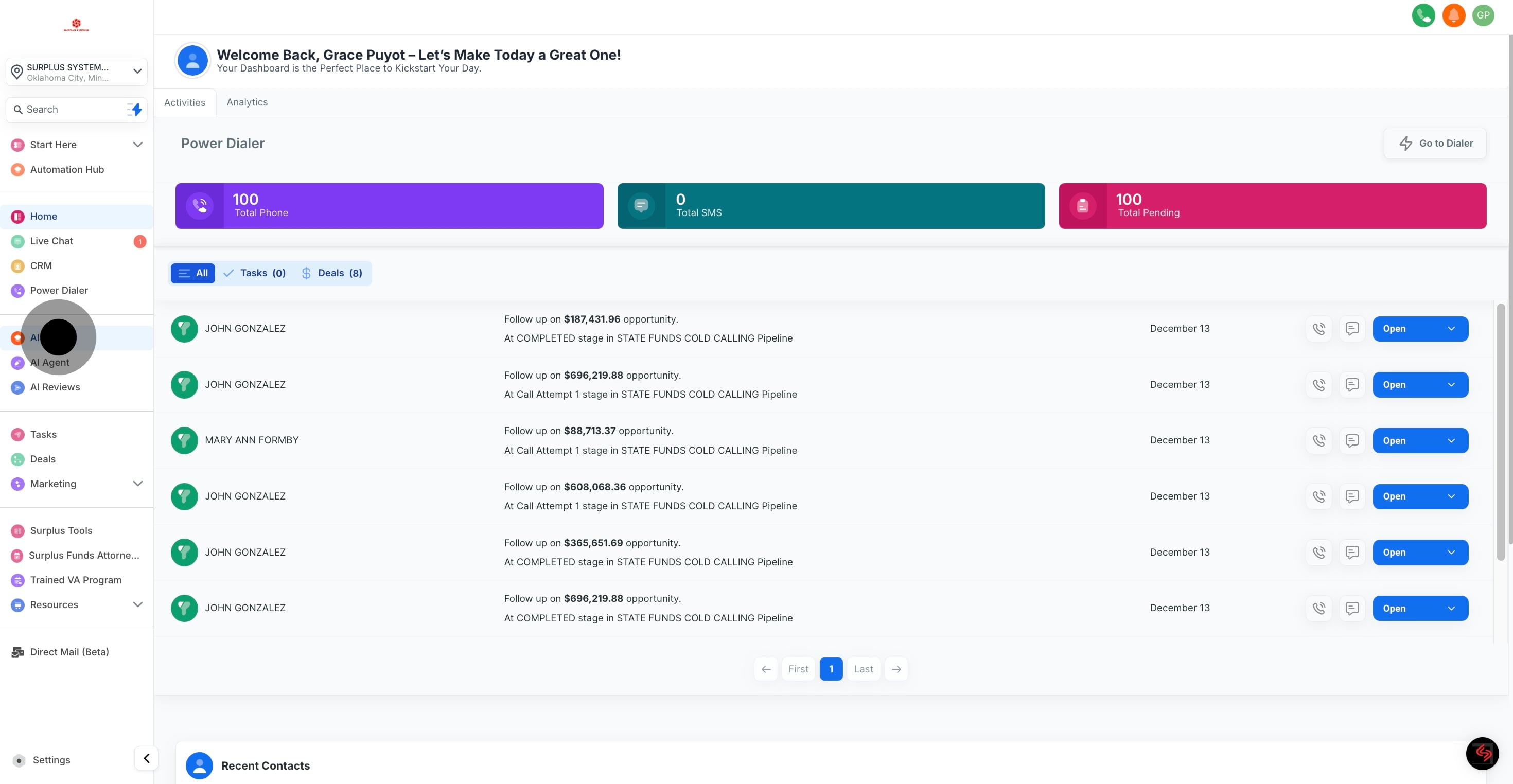 1 Click on "AI Chat".