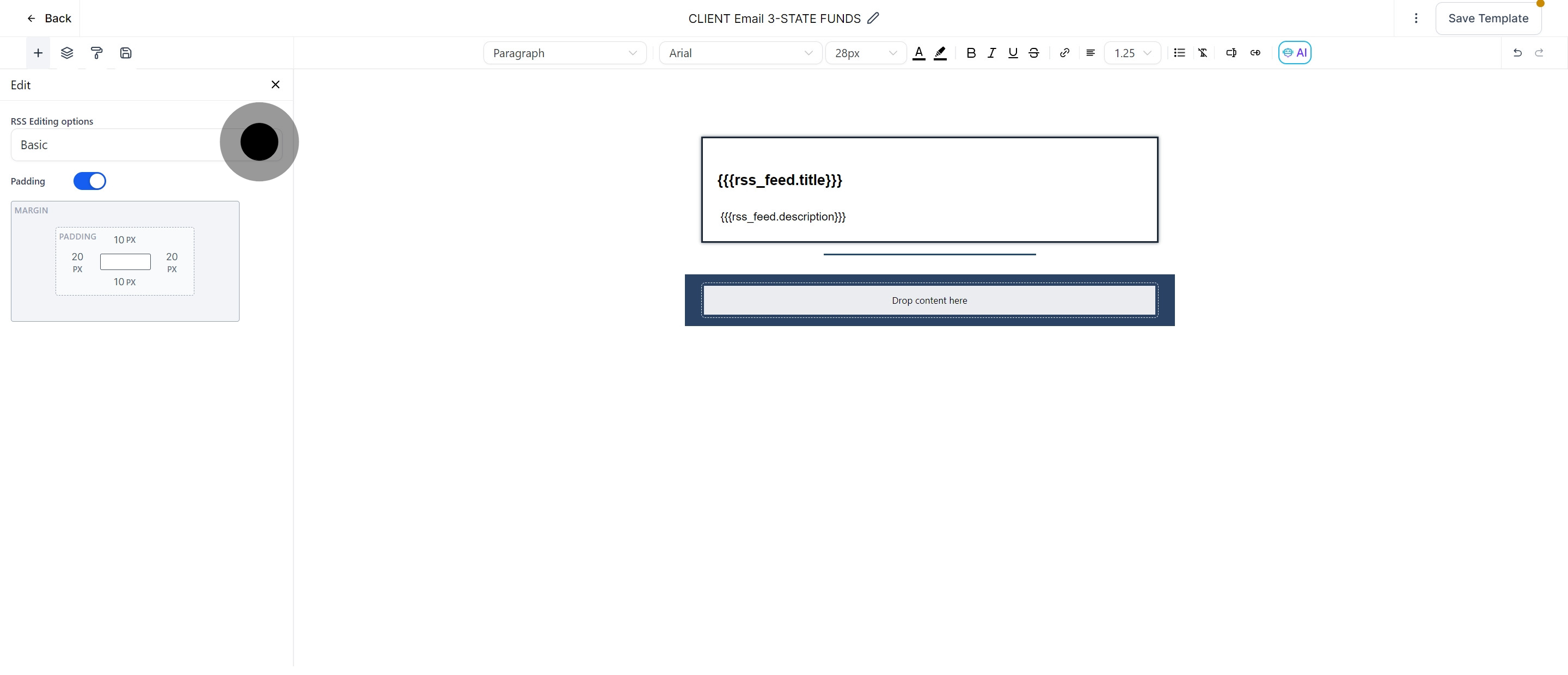 7 Click on "RSS Editing options".