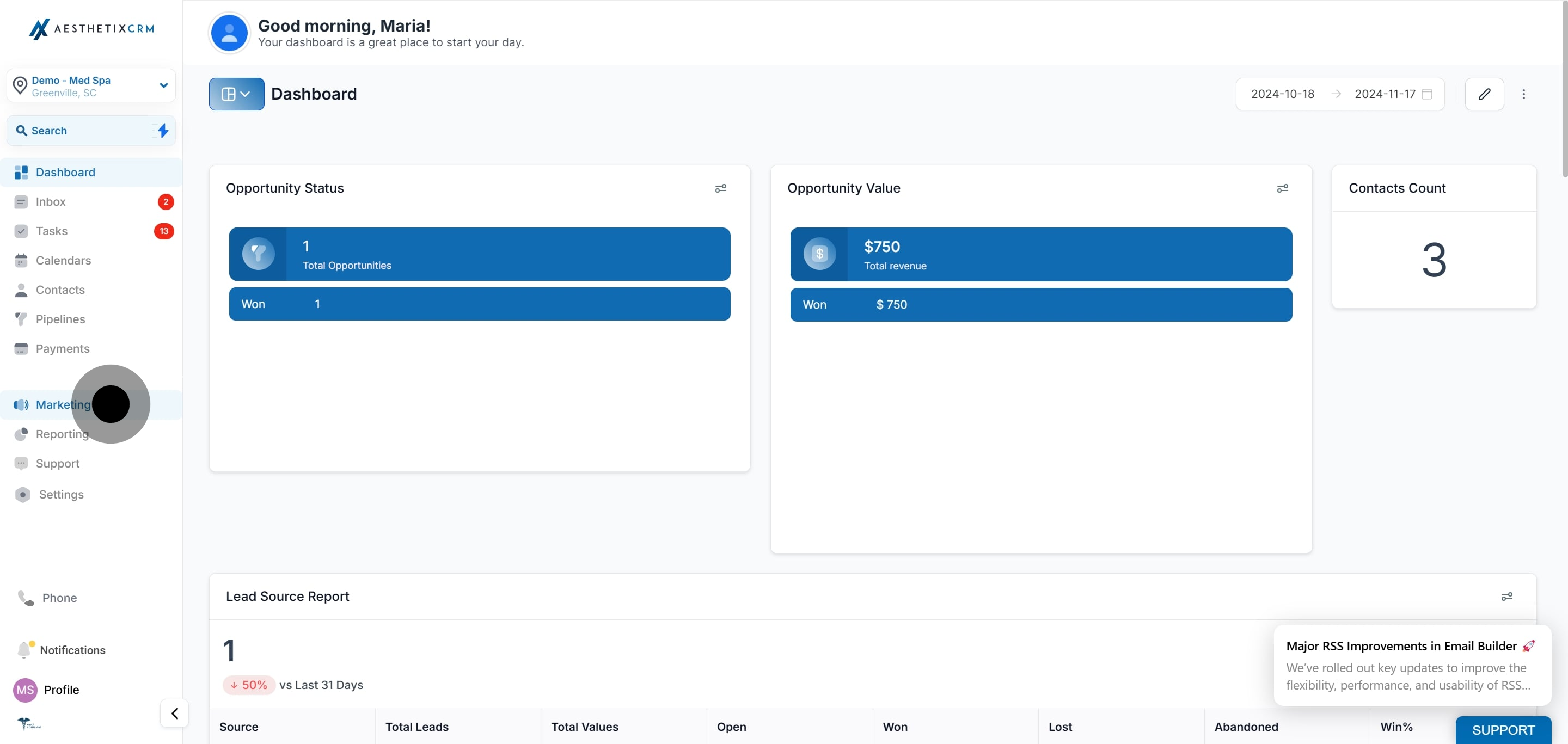 1 Click on the element.