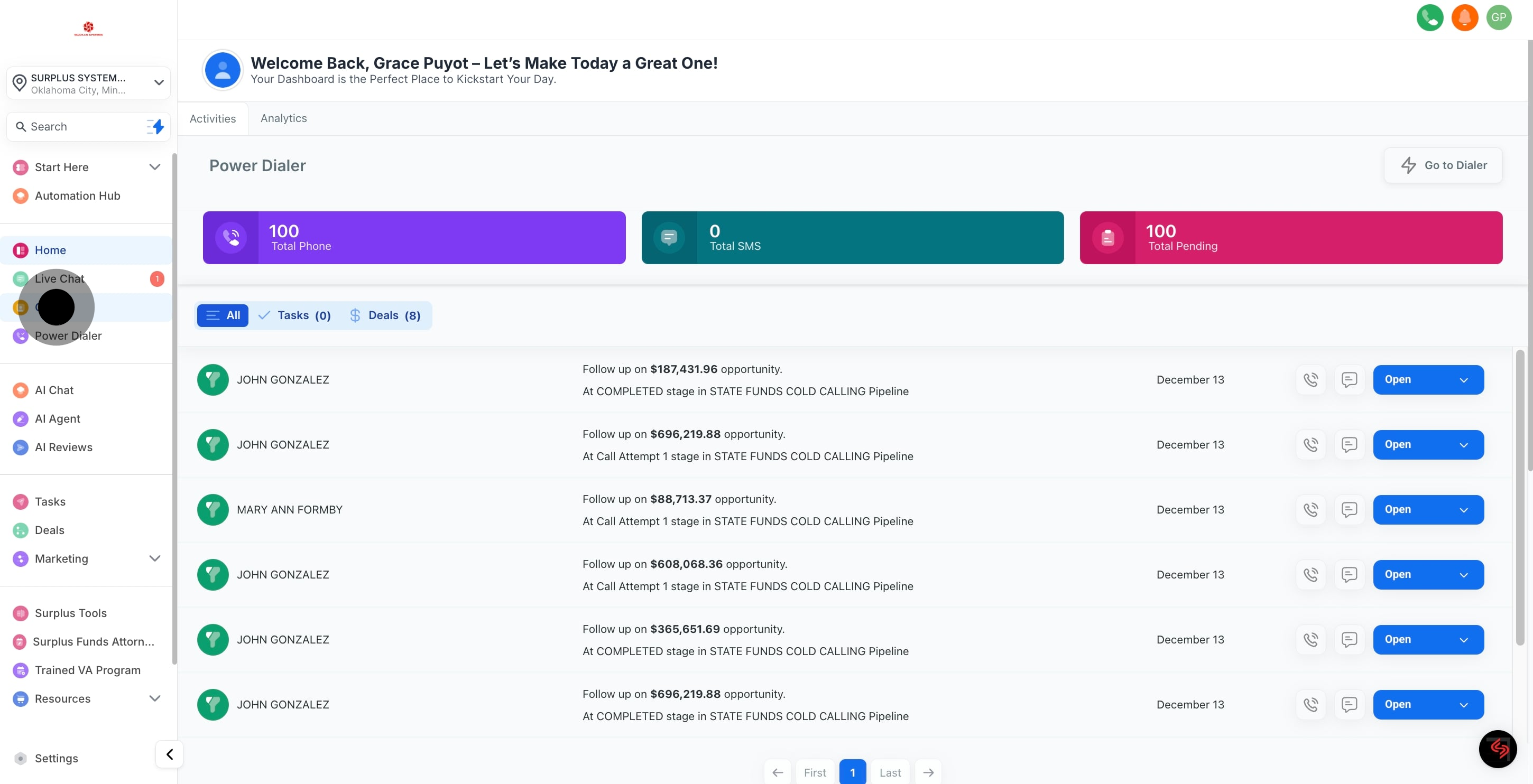 1 First, click on "CRM".