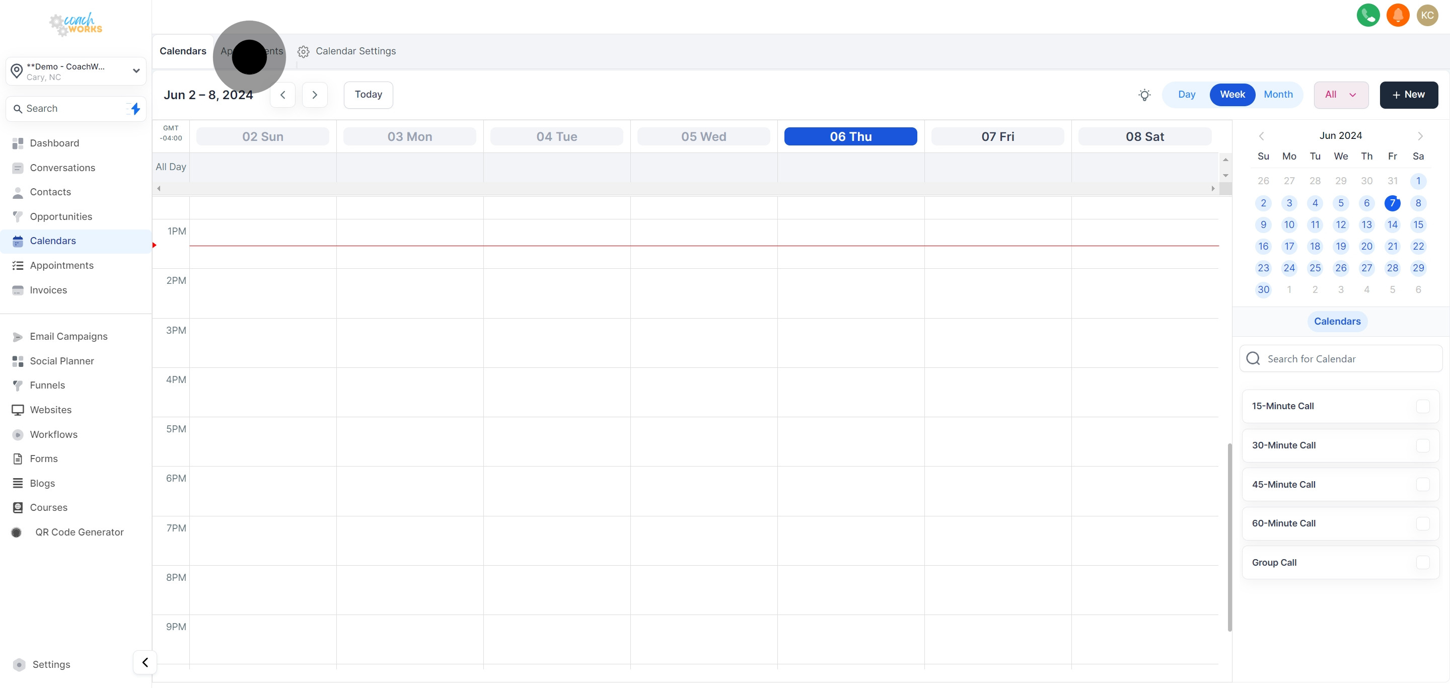 2 Click on "Appointments".