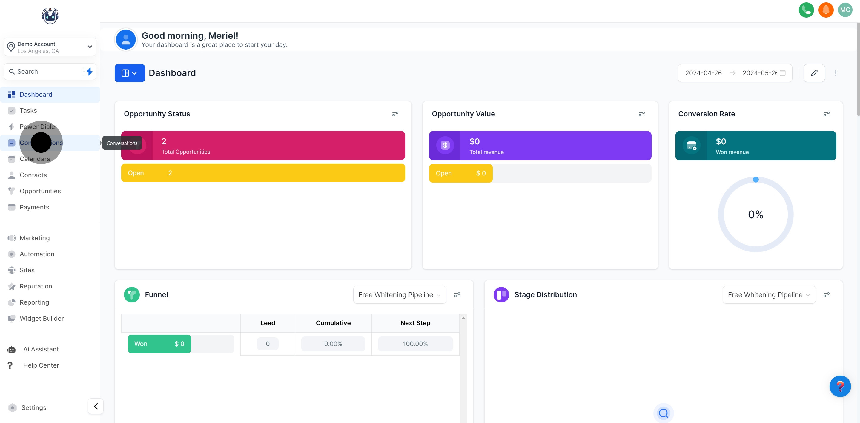 1 Click on "Conversations".
