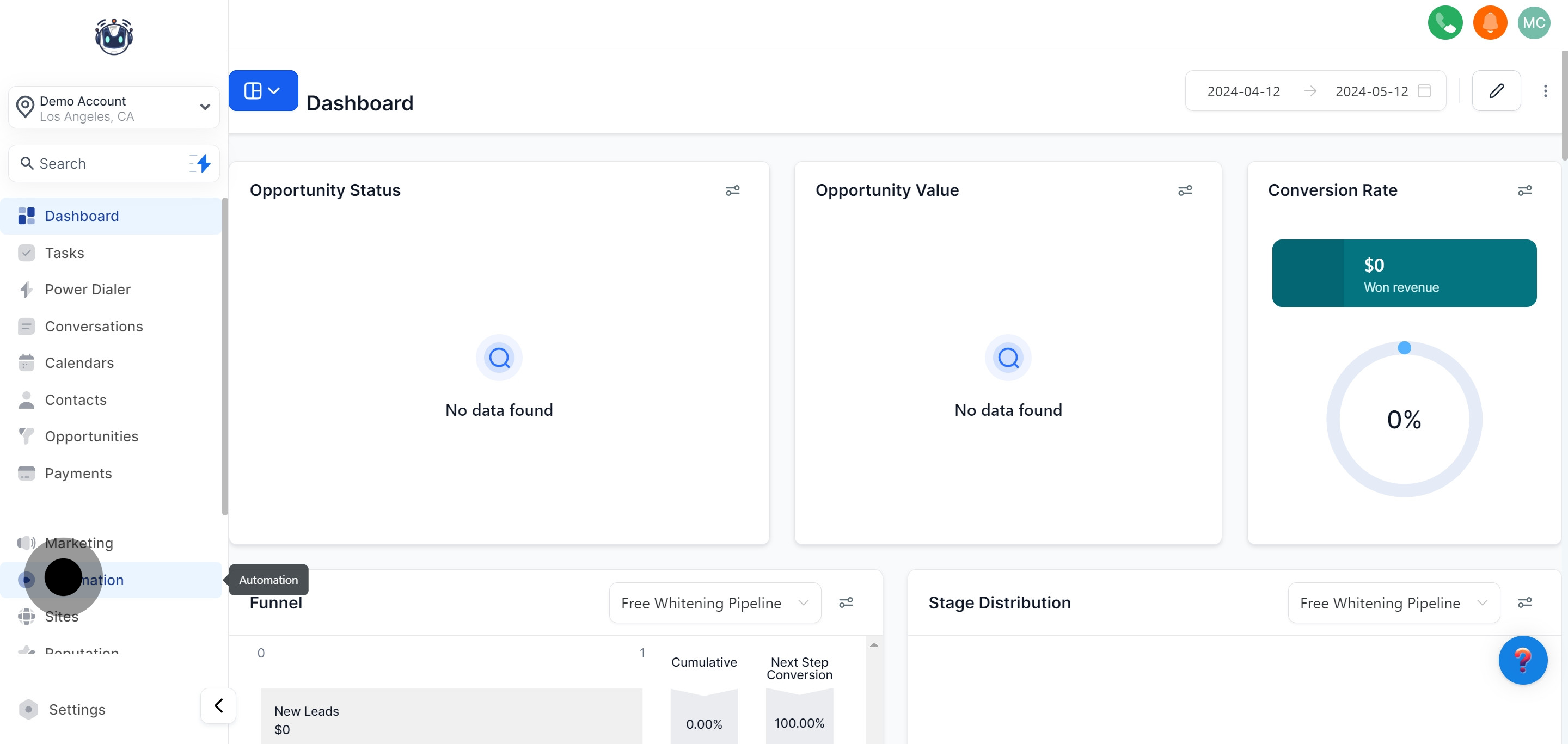 1 Click on "Automation".