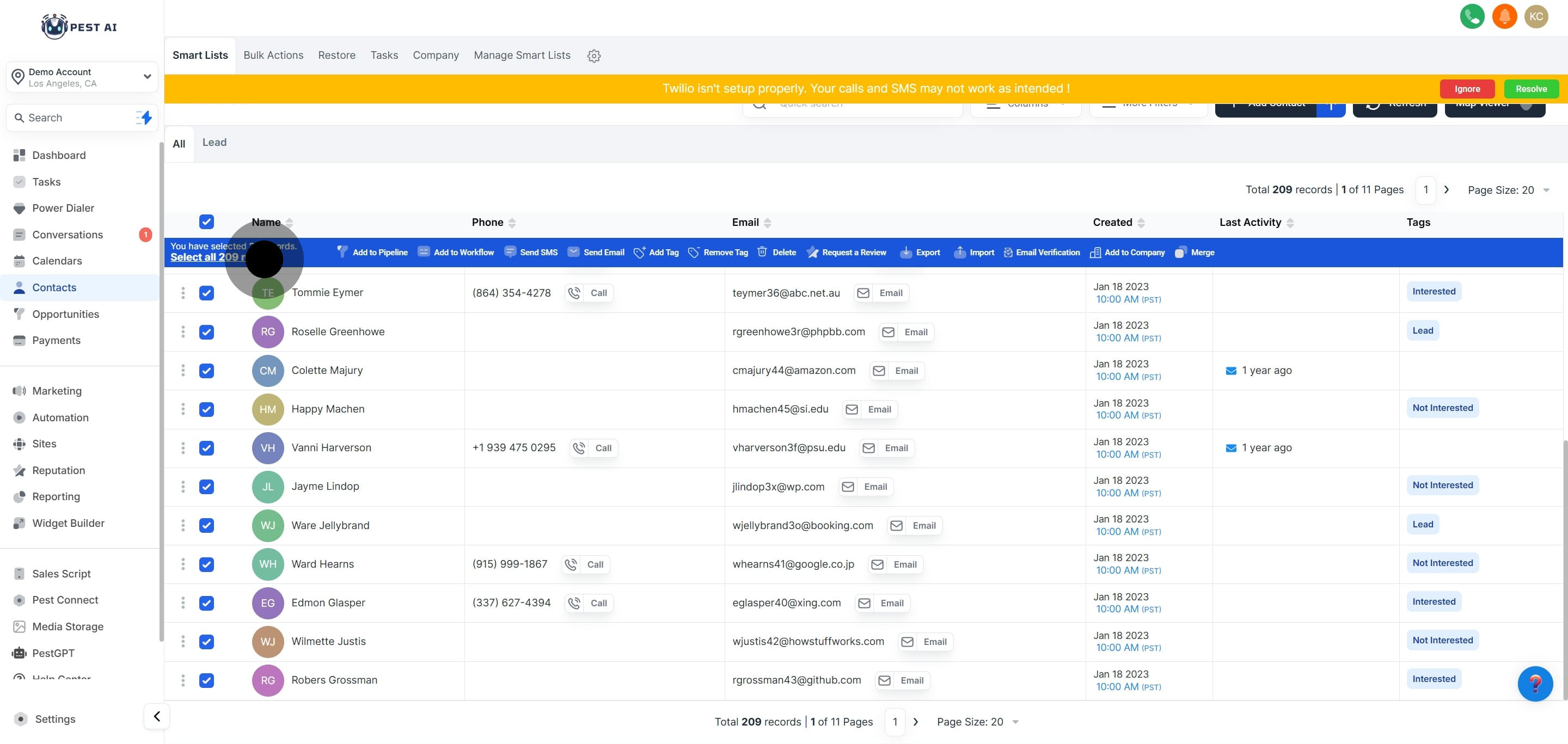 7 Click on "Select all 209 records".