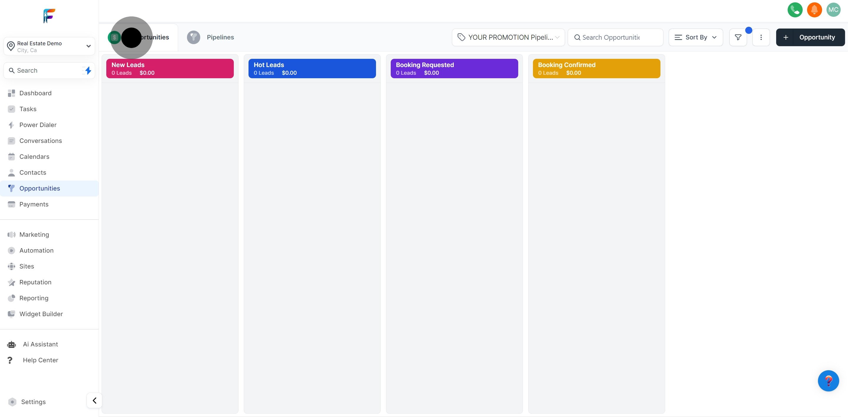 2 Click on "opportunities".