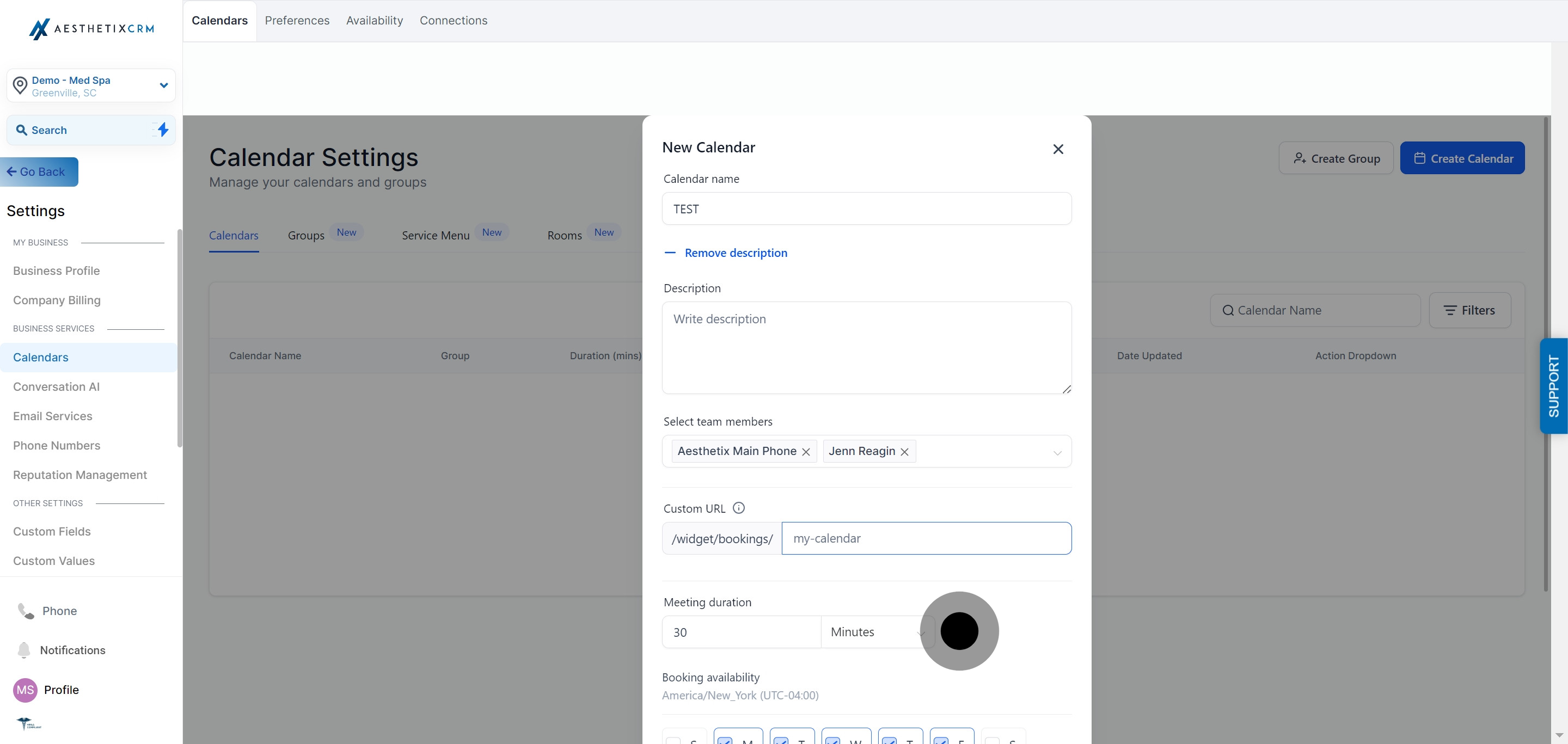 9 Click on "Meeting duration".
