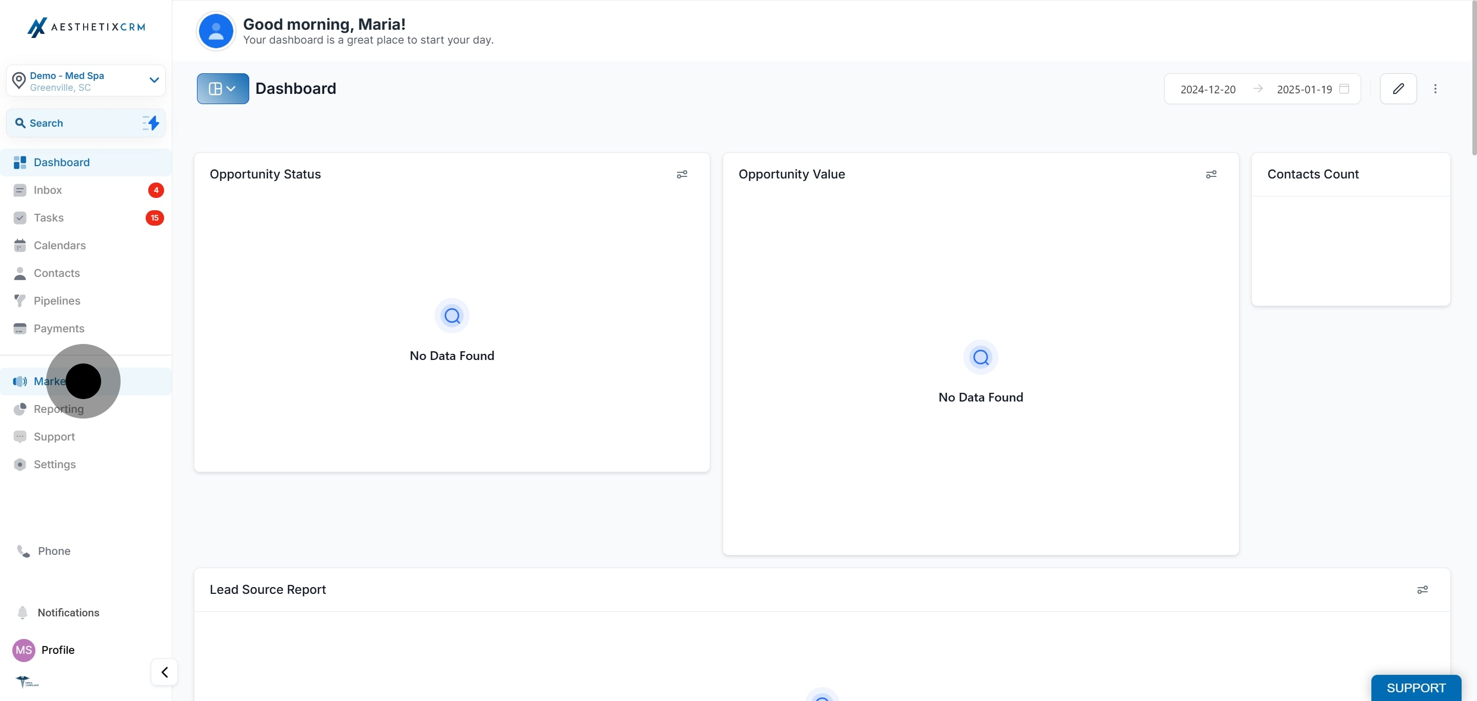 1 Click on the element.