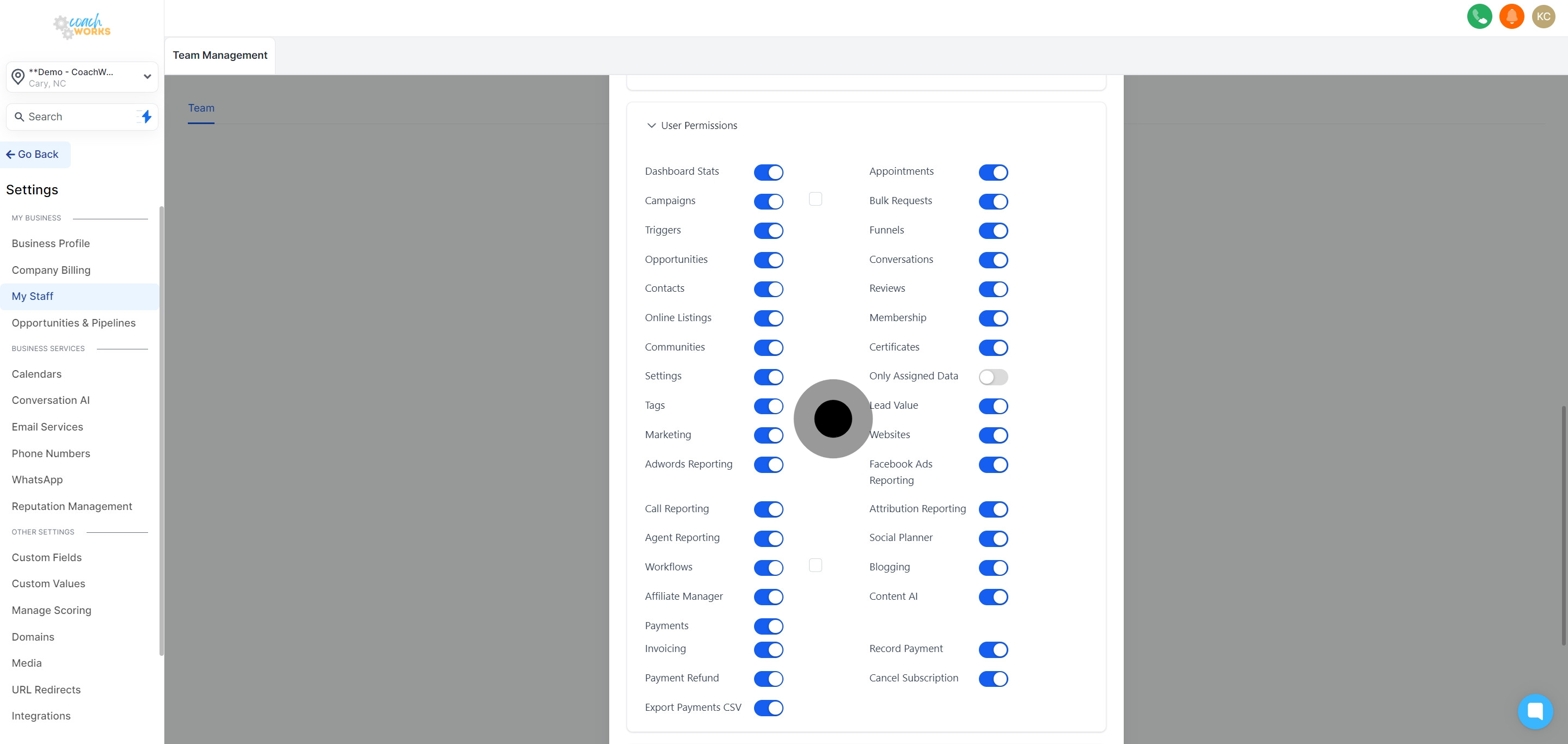 10 Click on "Dashboard Stats".