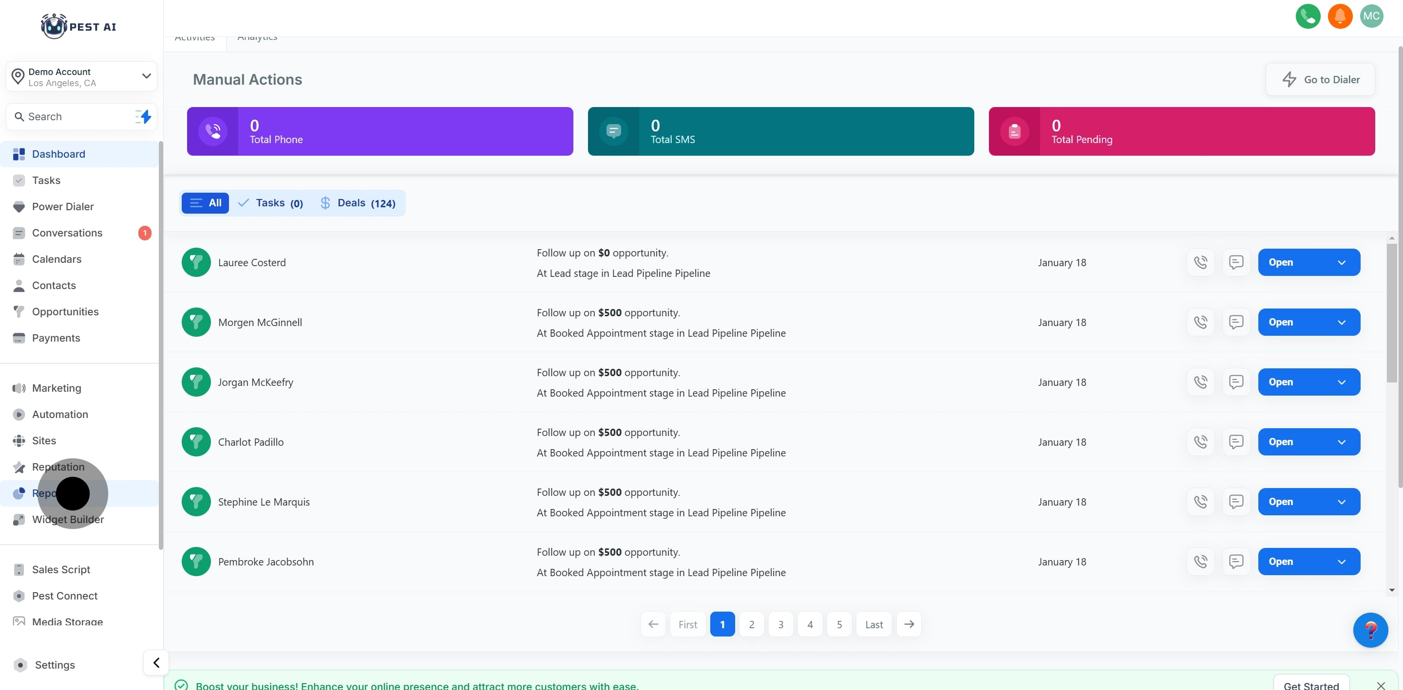 1 Click on "Reporting".