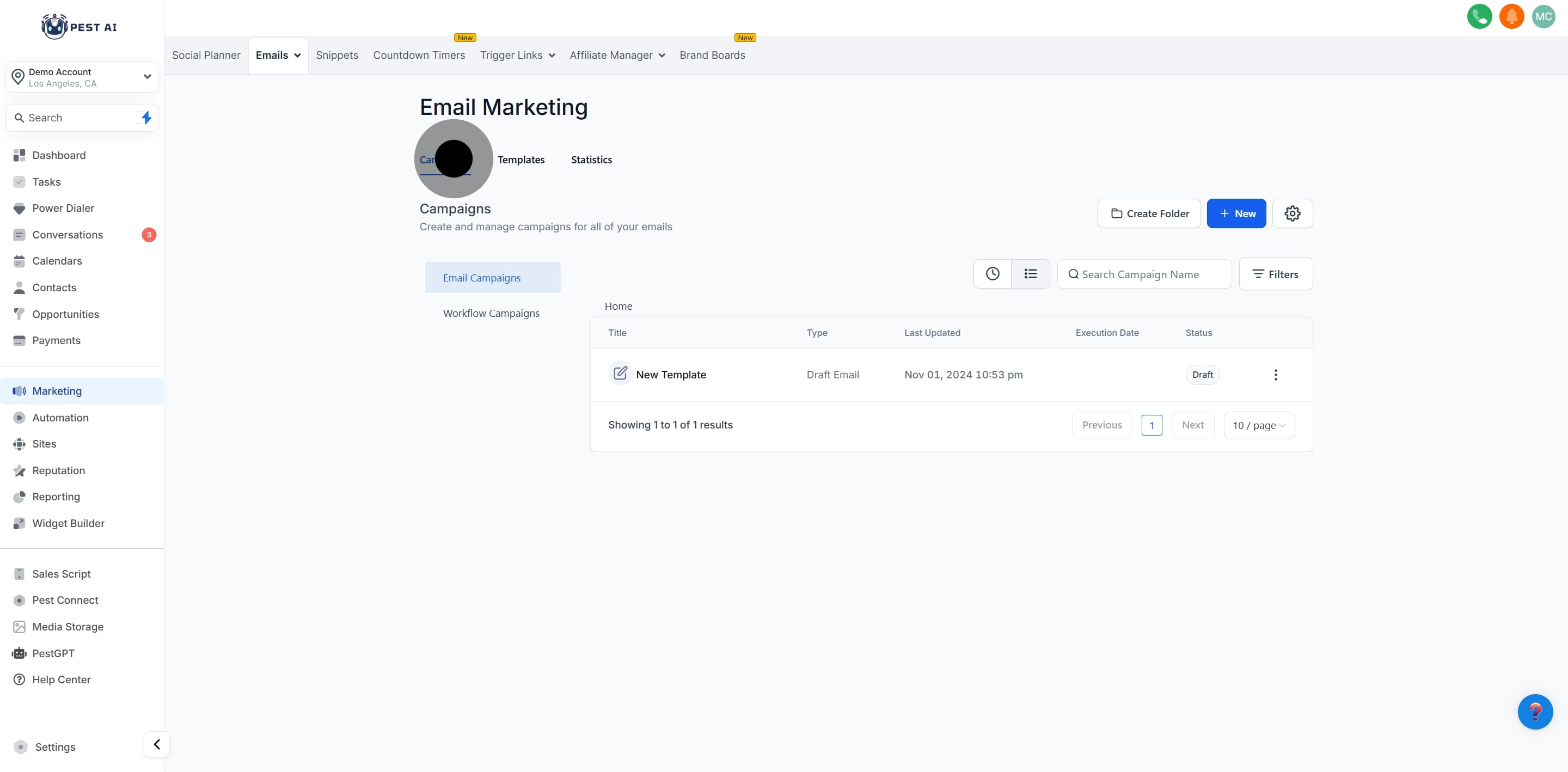 3 Click on "Campaigns".