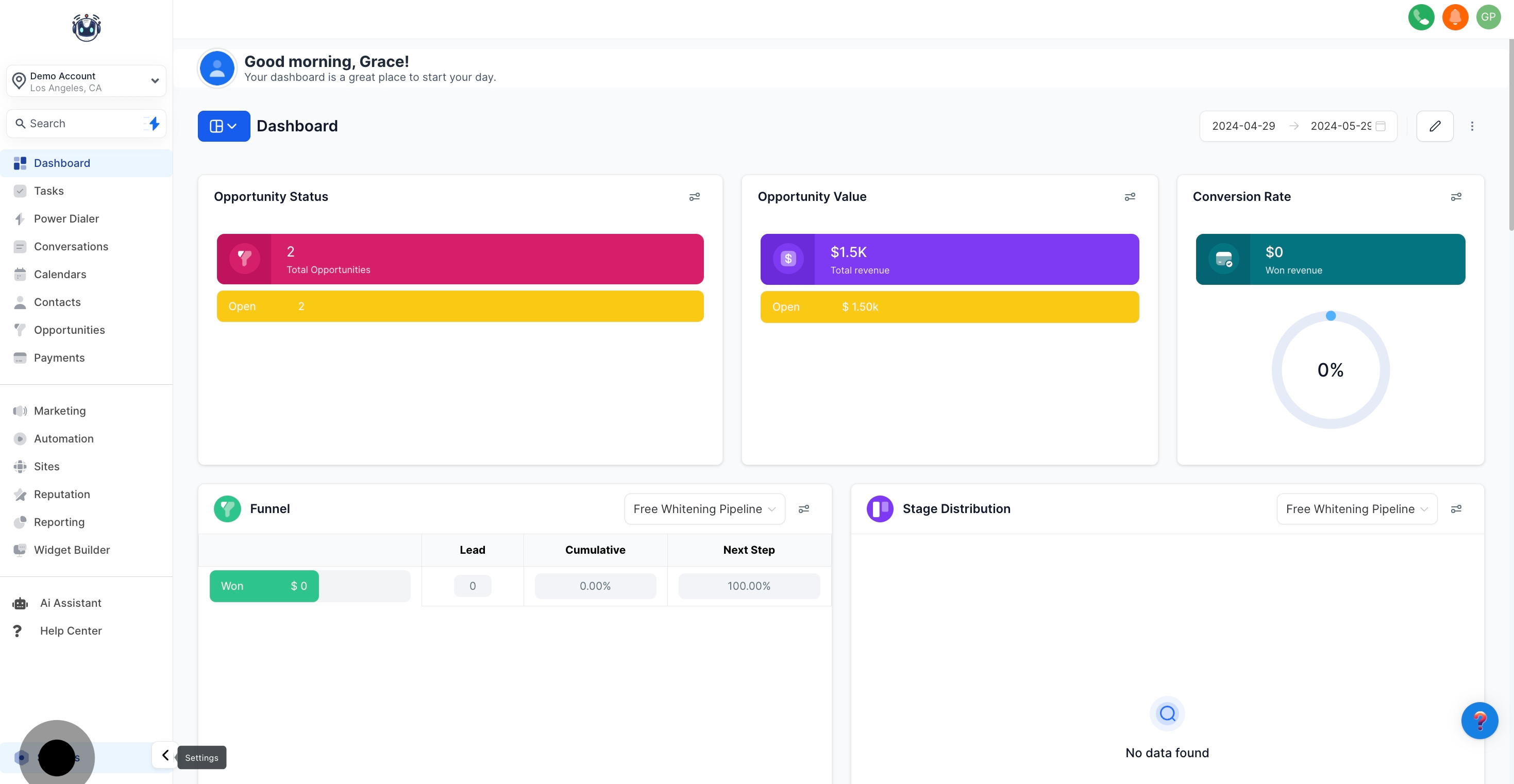 1 Click on "Settings".