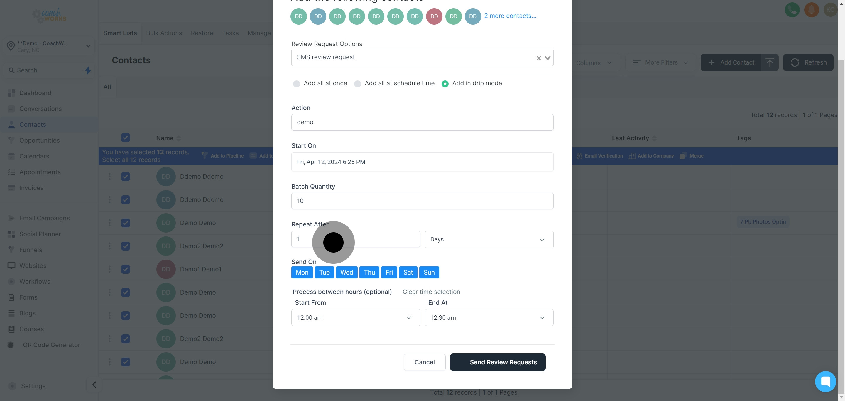 19 Then, click on "Send Review Requests".