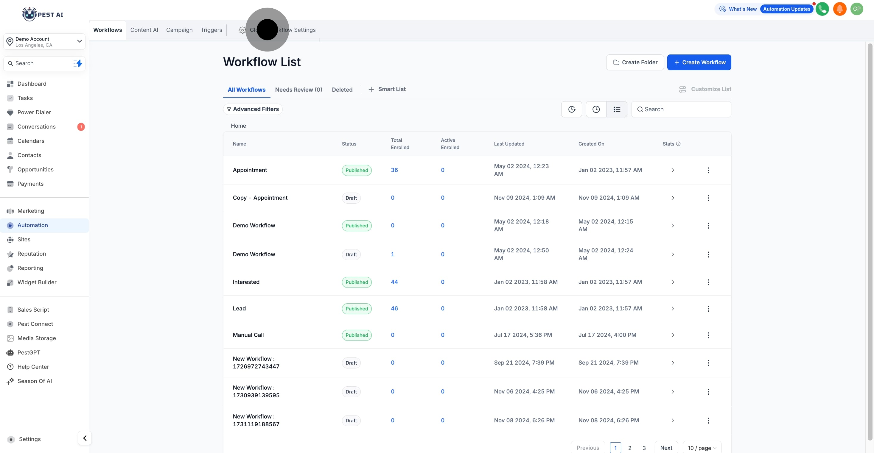 2 Click on "Global Workflow Settings".