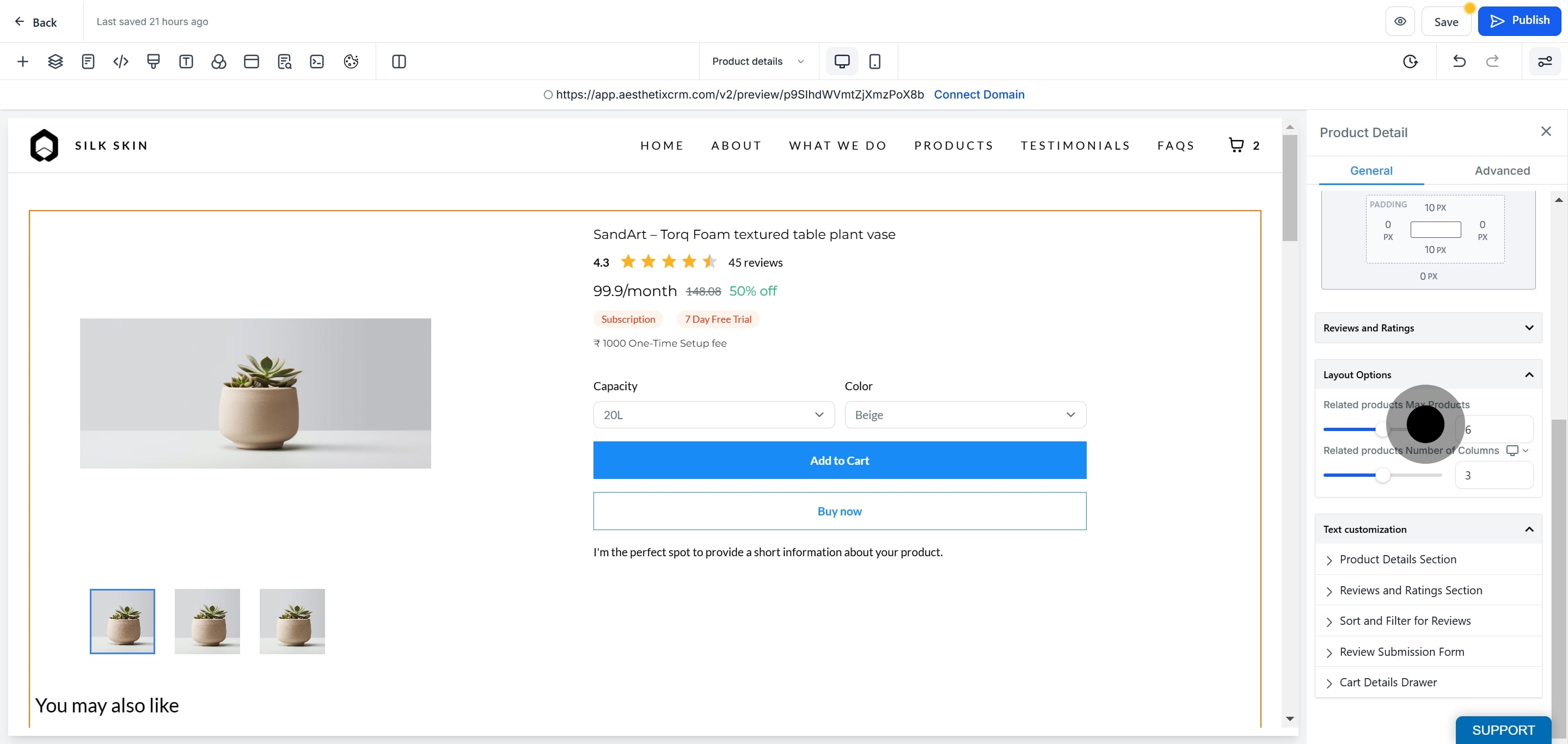 After that, click on "Product Details Section".