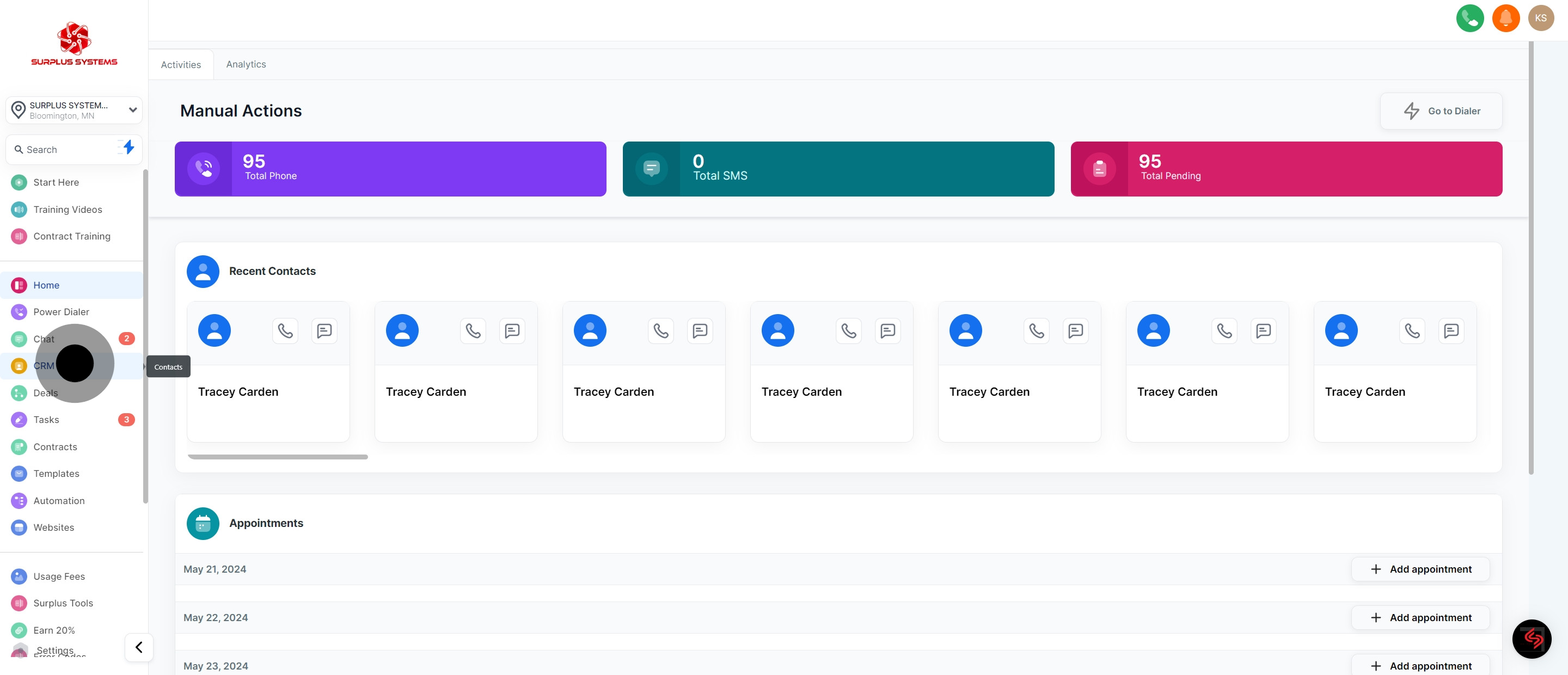 1 Click on the element.
