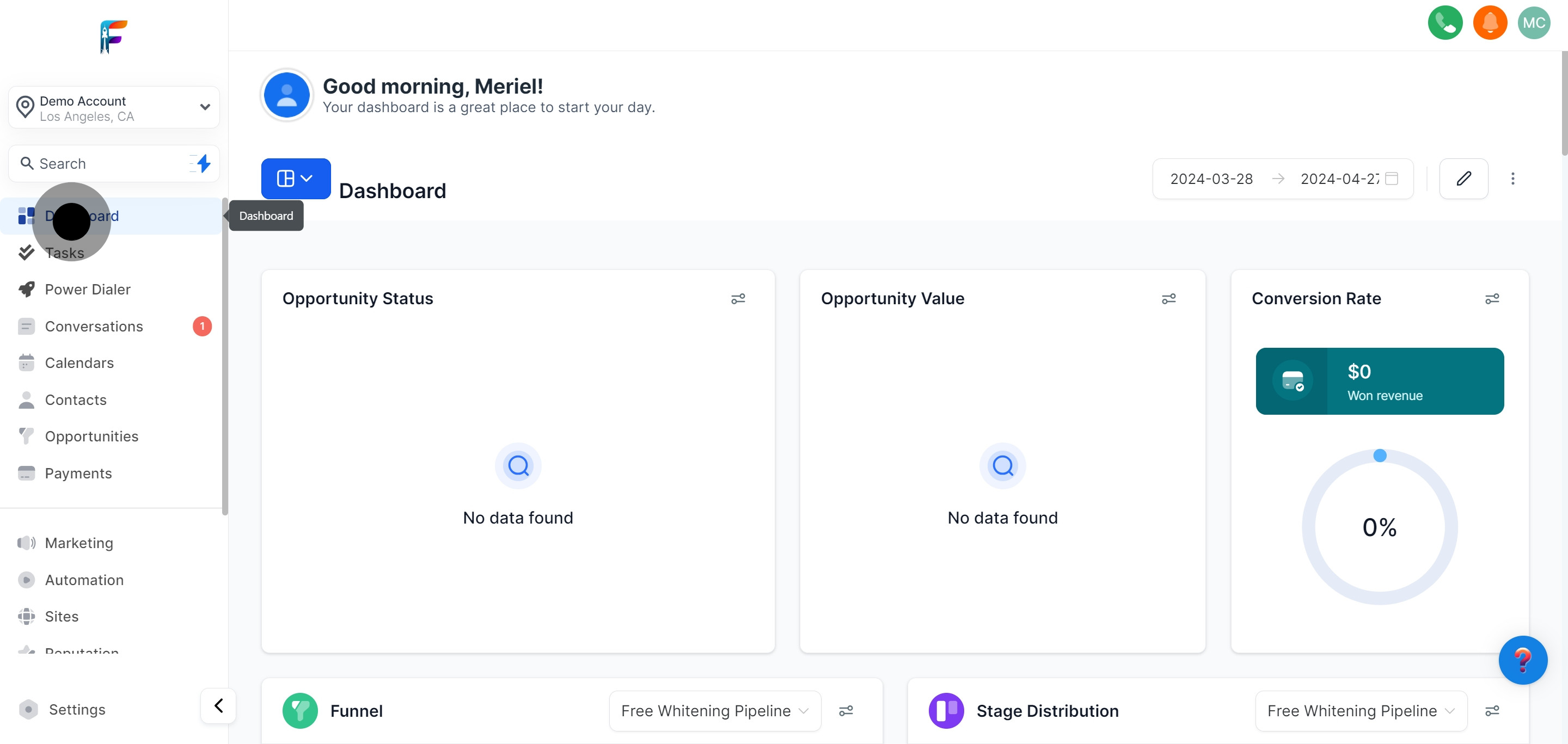 1 First, click on "Dashboard".