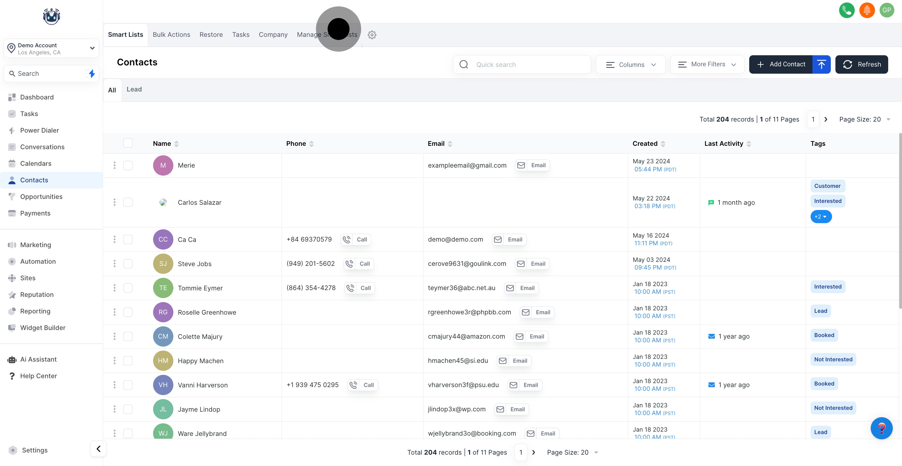 2 Click on "Manage Smart Lists".
