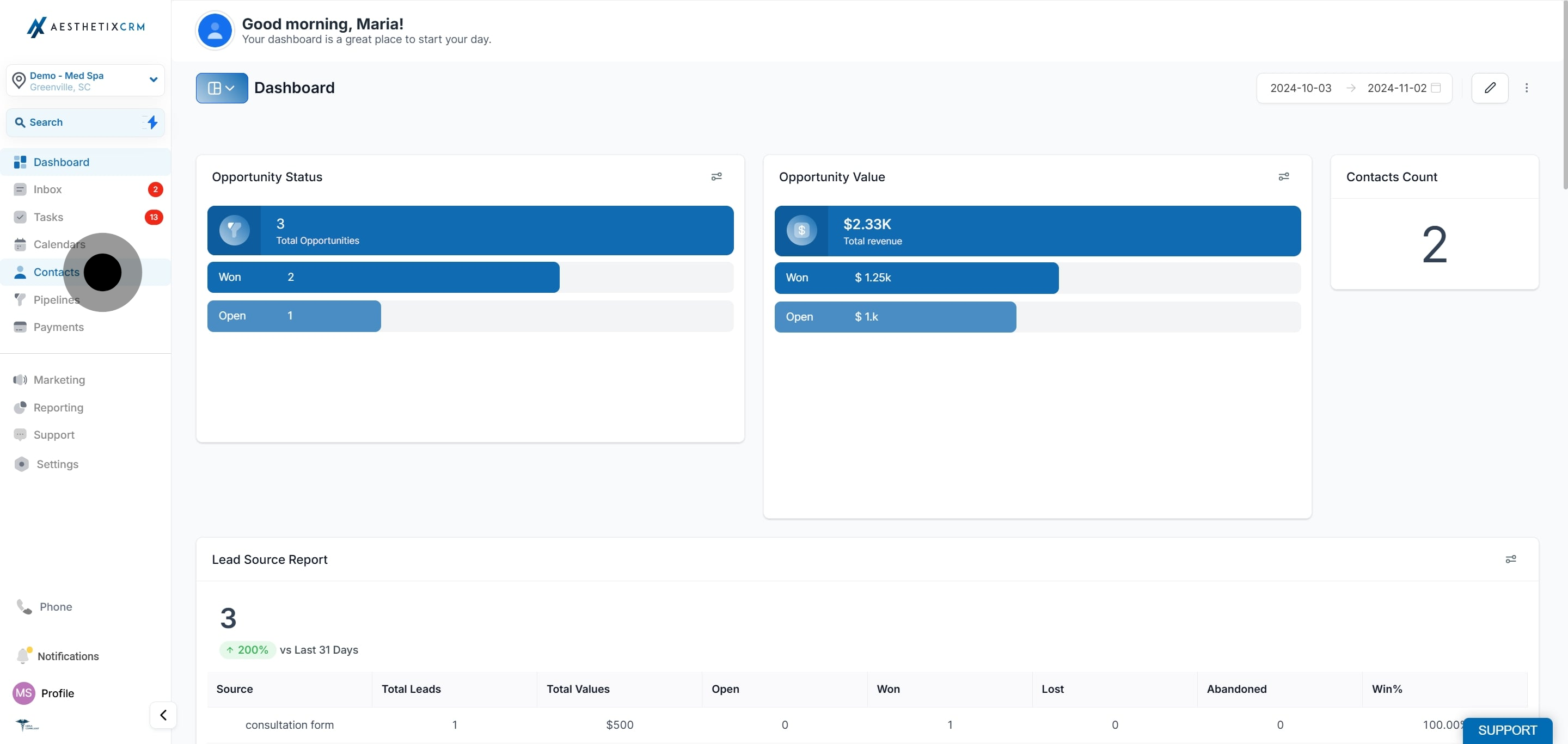 1 To get started, click on the element.