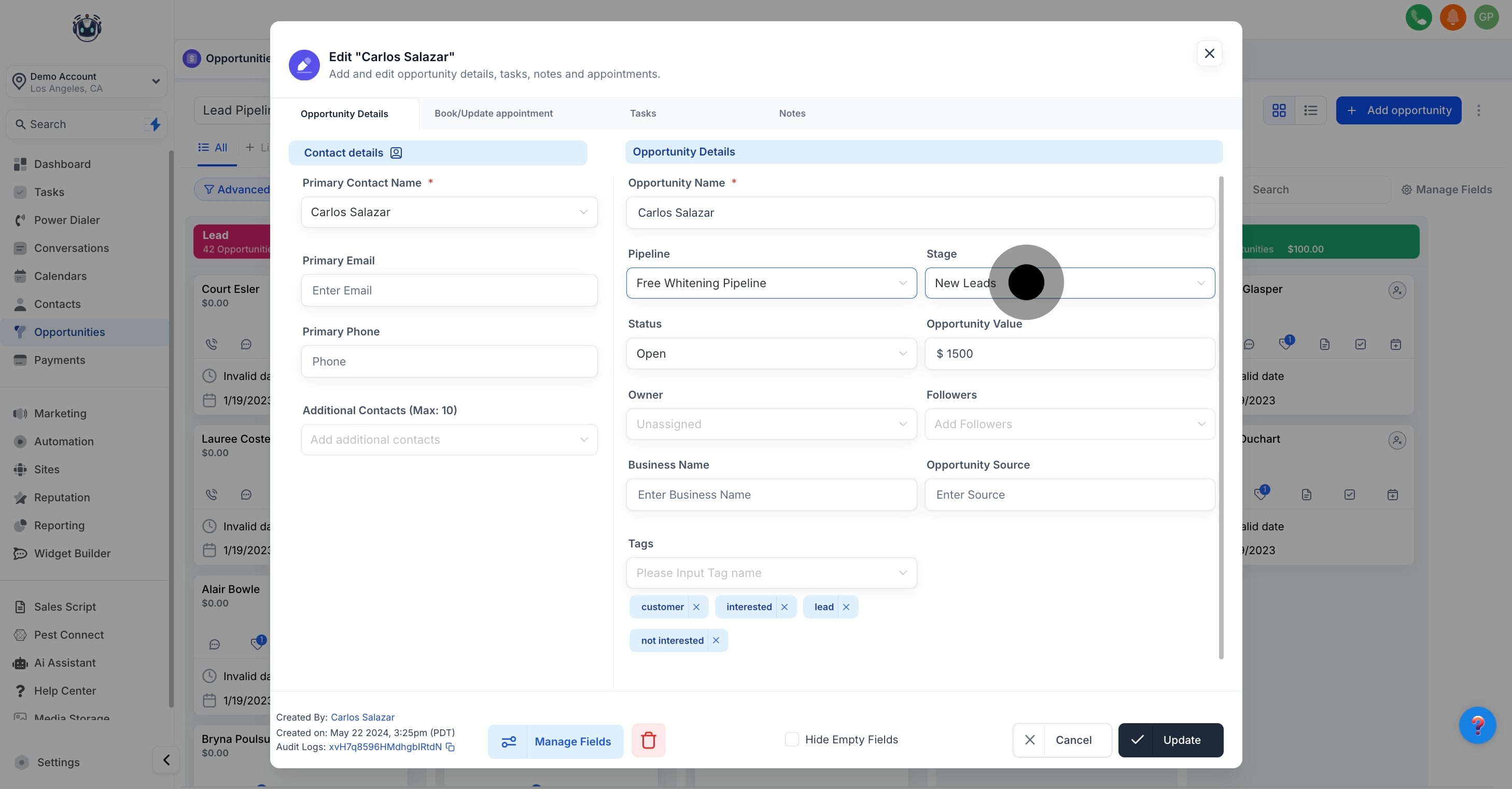 4 Click on "New Leads".