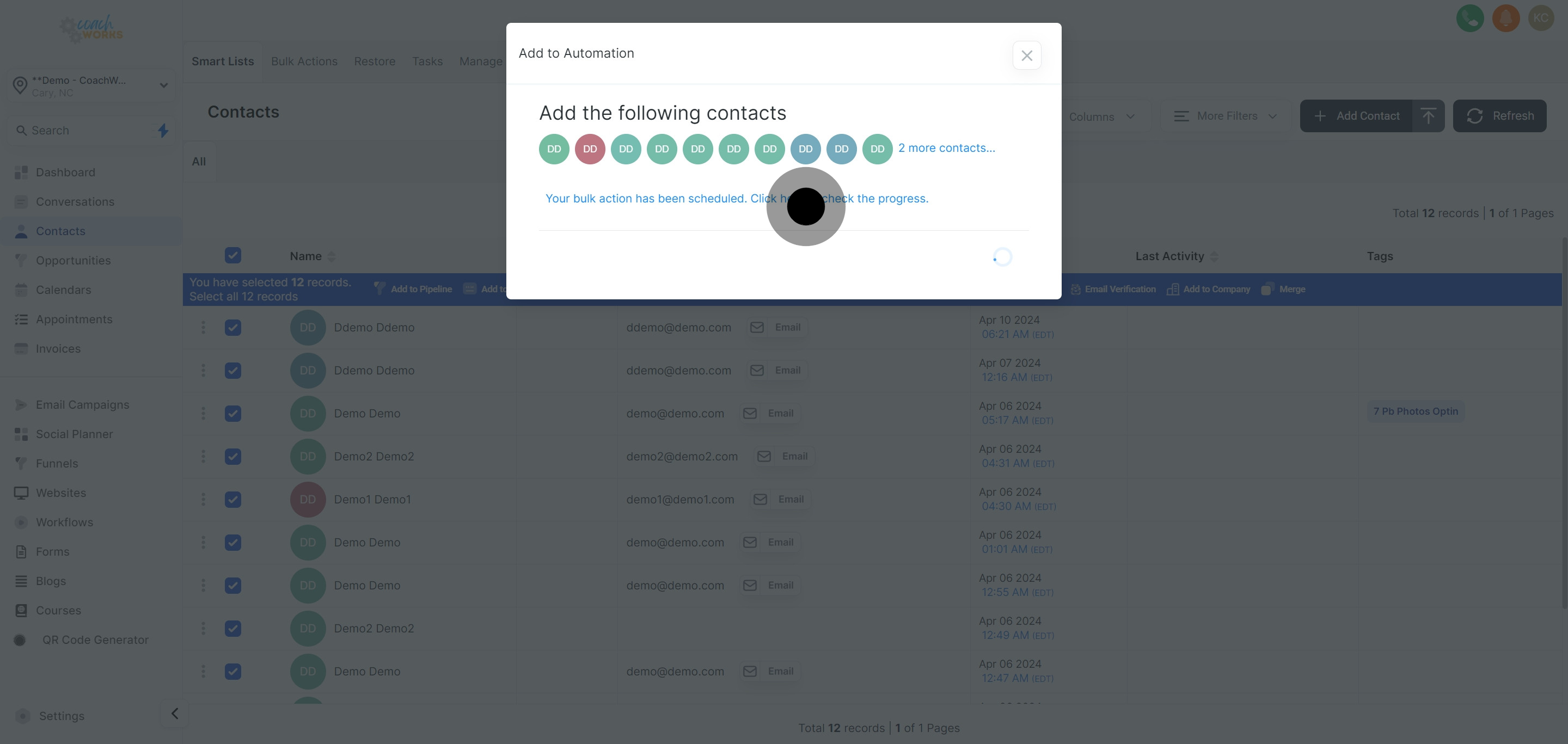 11 Following that, click on "Your bulk action has been scheduled. Click here to check the...".