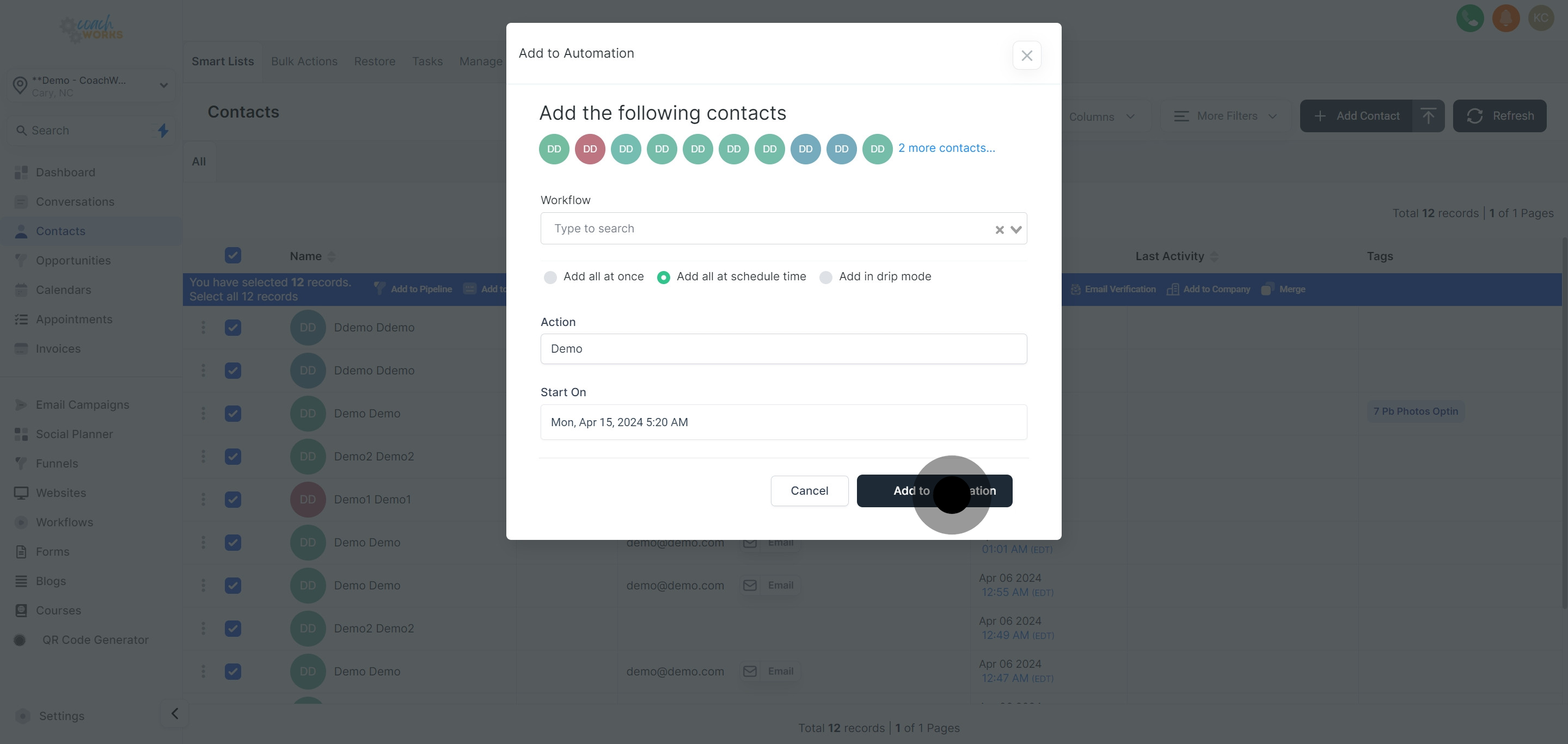 12 Next up, click on "Add to Automation".