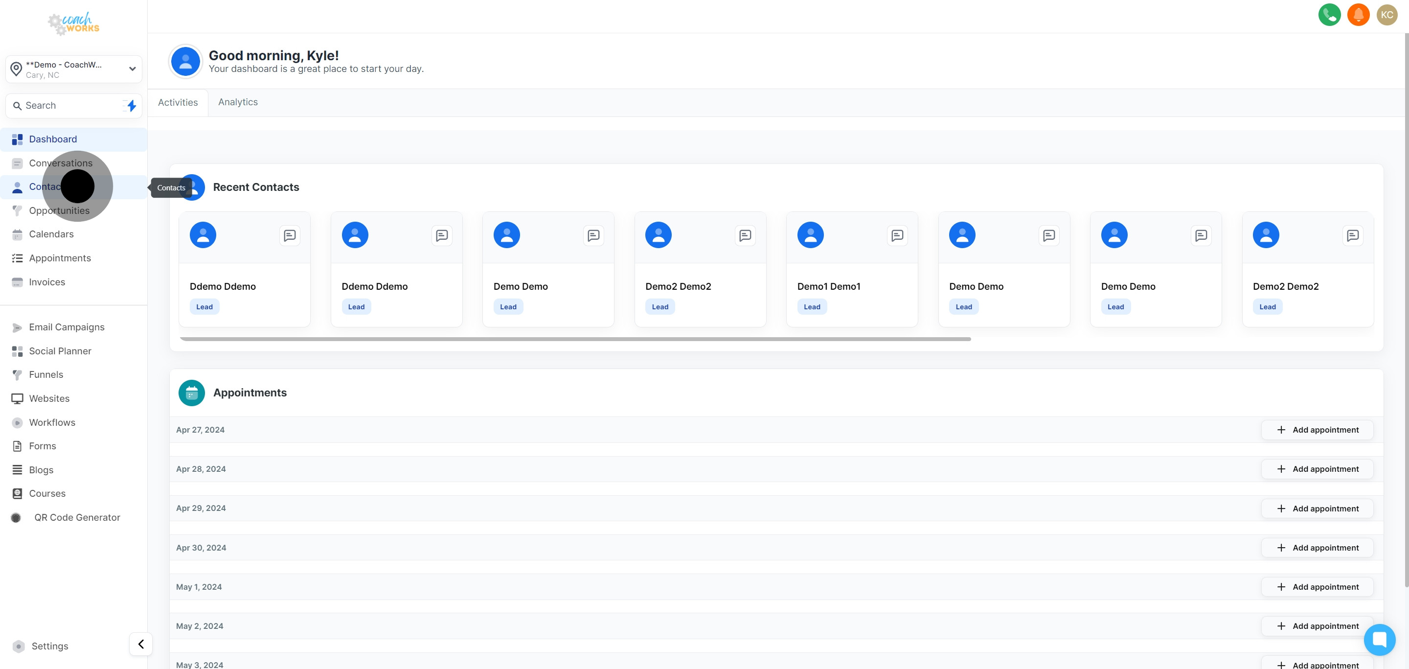 1 Click on the element.