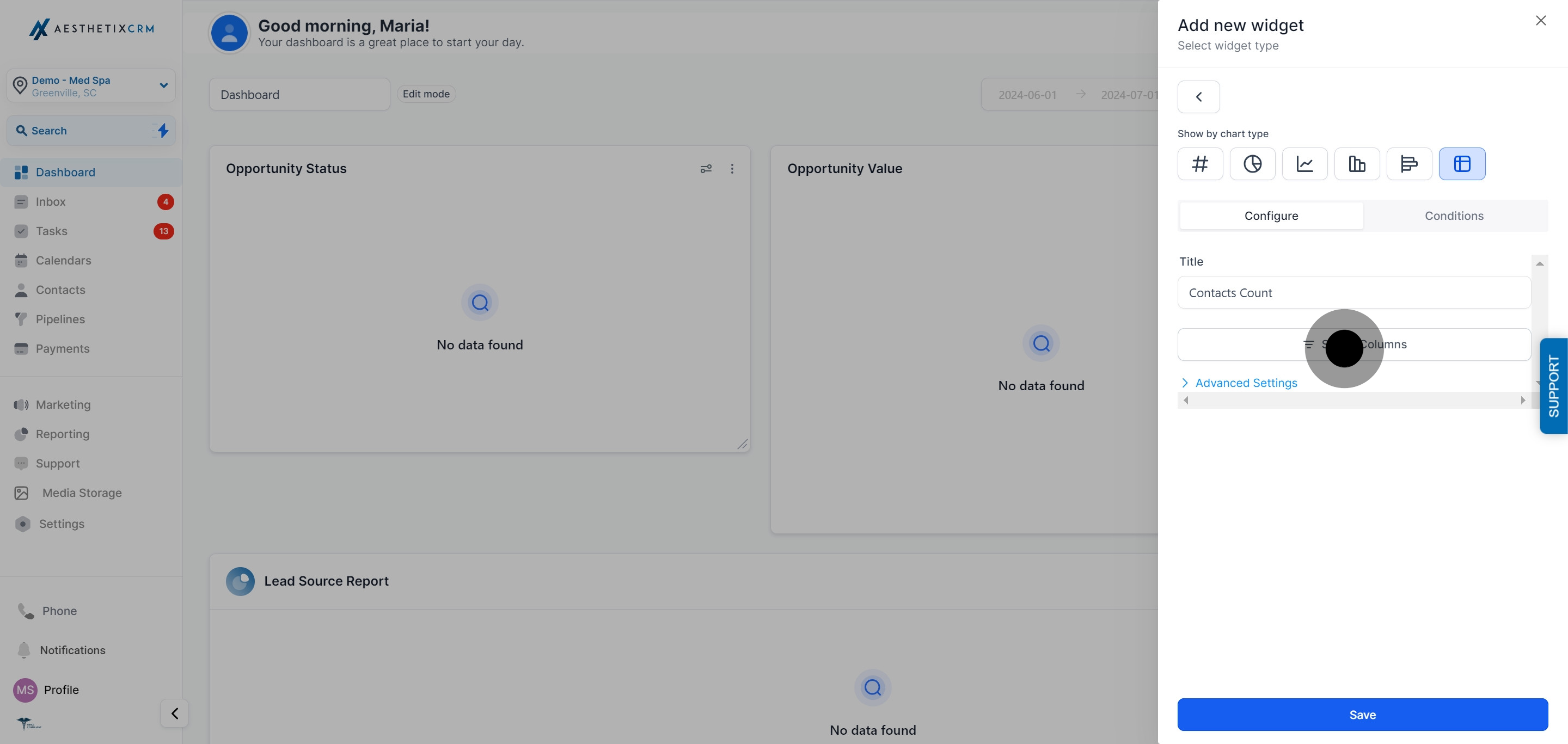 7 Click on "Select Columns".