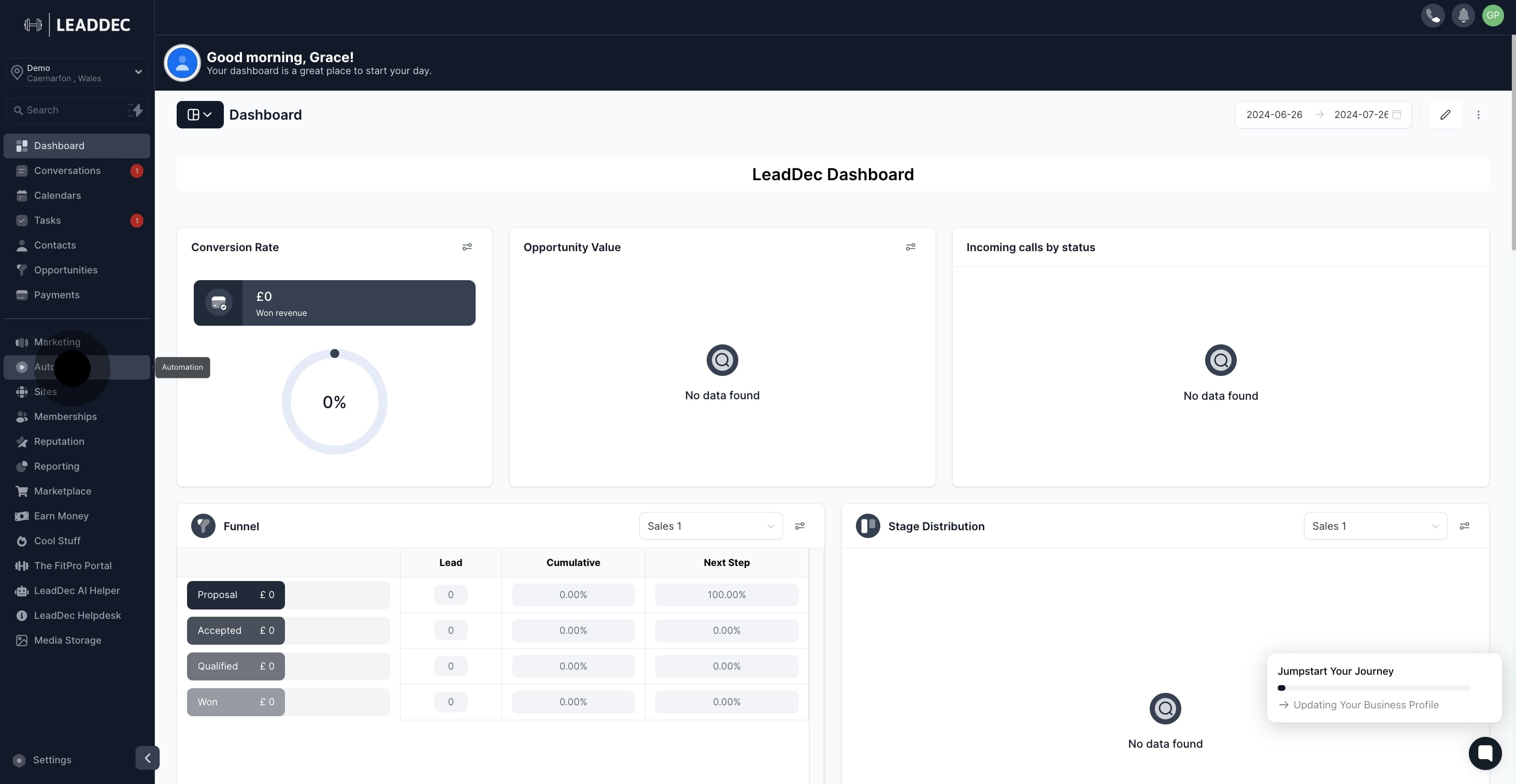 1 First, click on "automation".