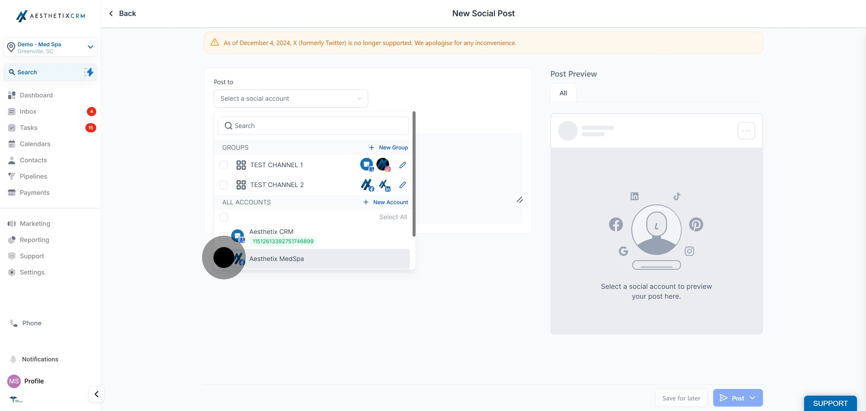 5 Click on "Aesthetix MedSpa".
