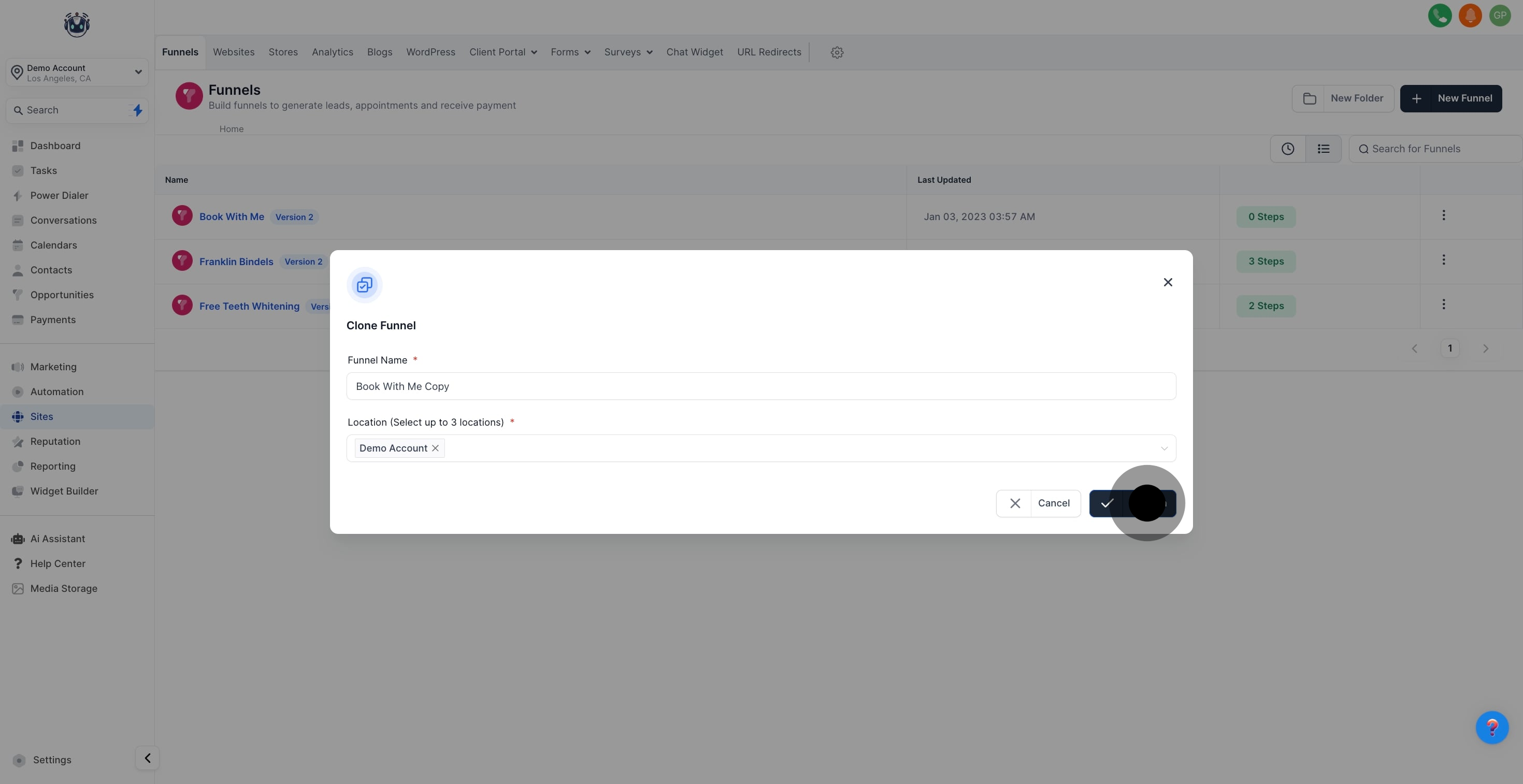 6 Click on "Confirm".