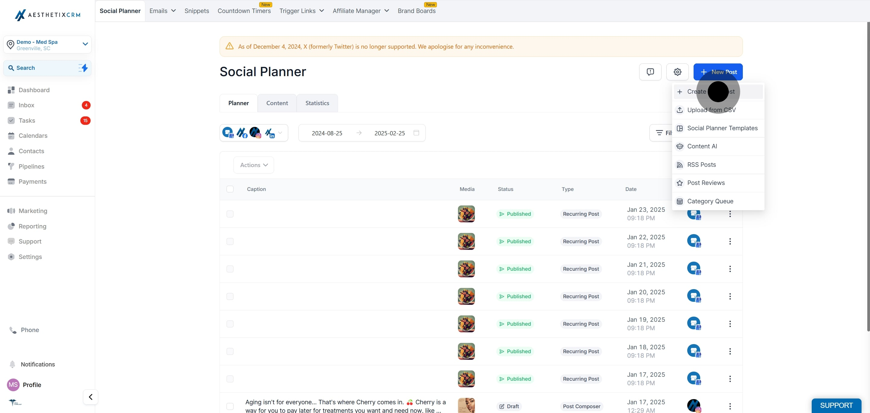 4 Following that, click on "Create New Post".