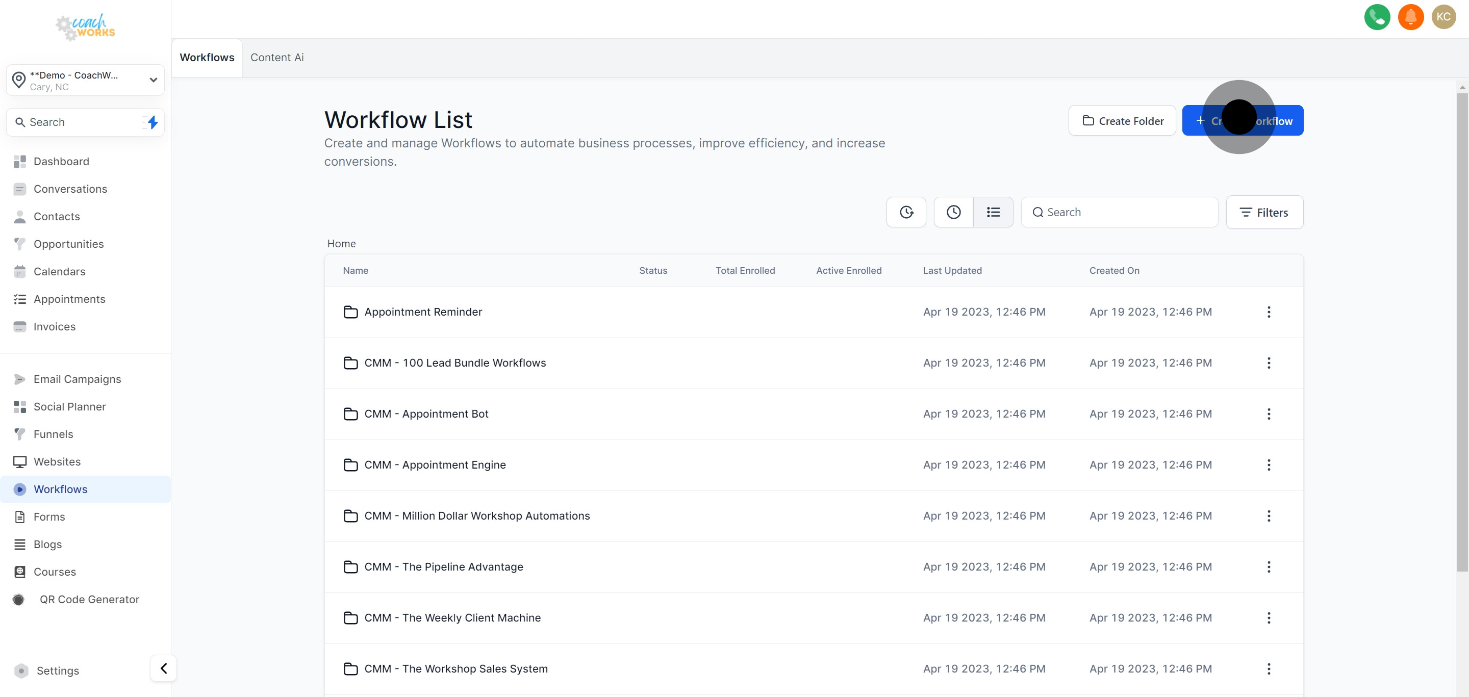 2 After, click on "Create Workflow".