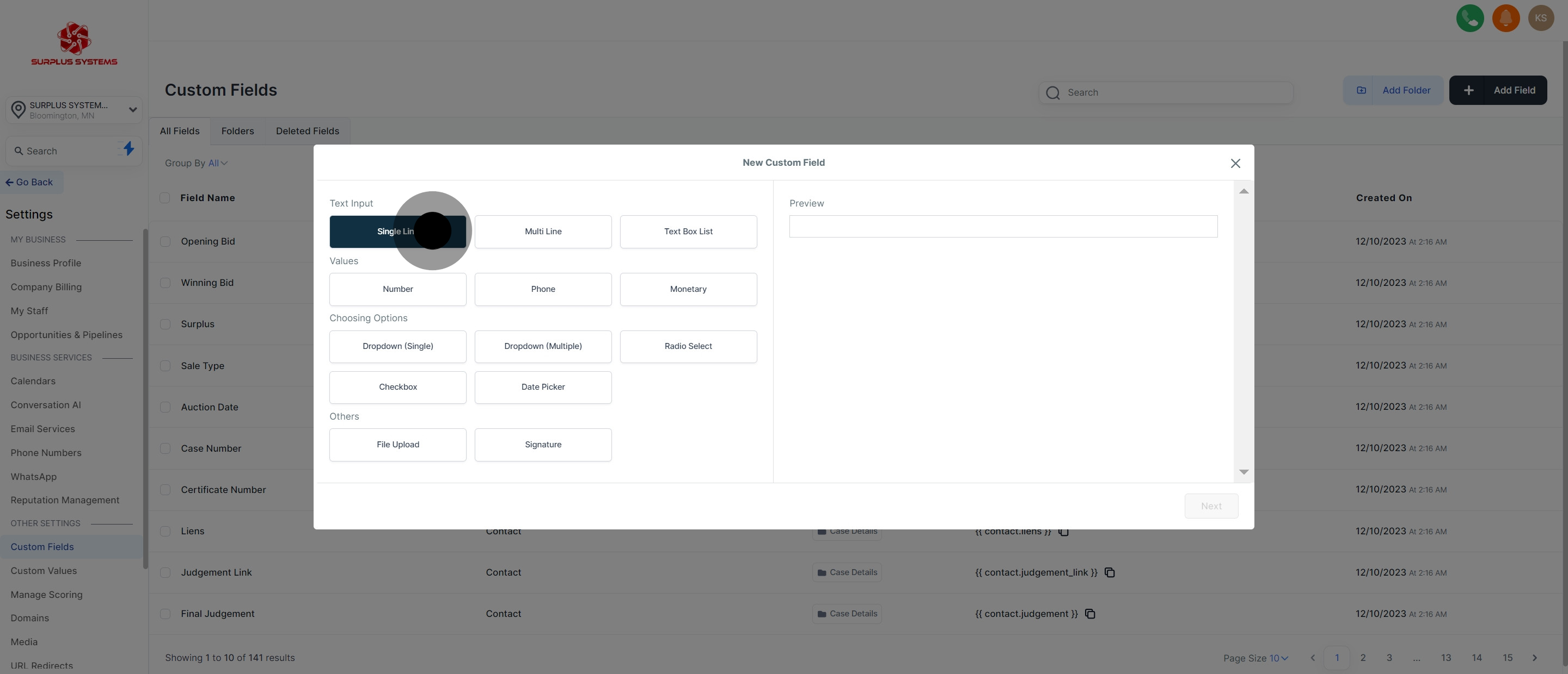 4 Click on "Single Line".