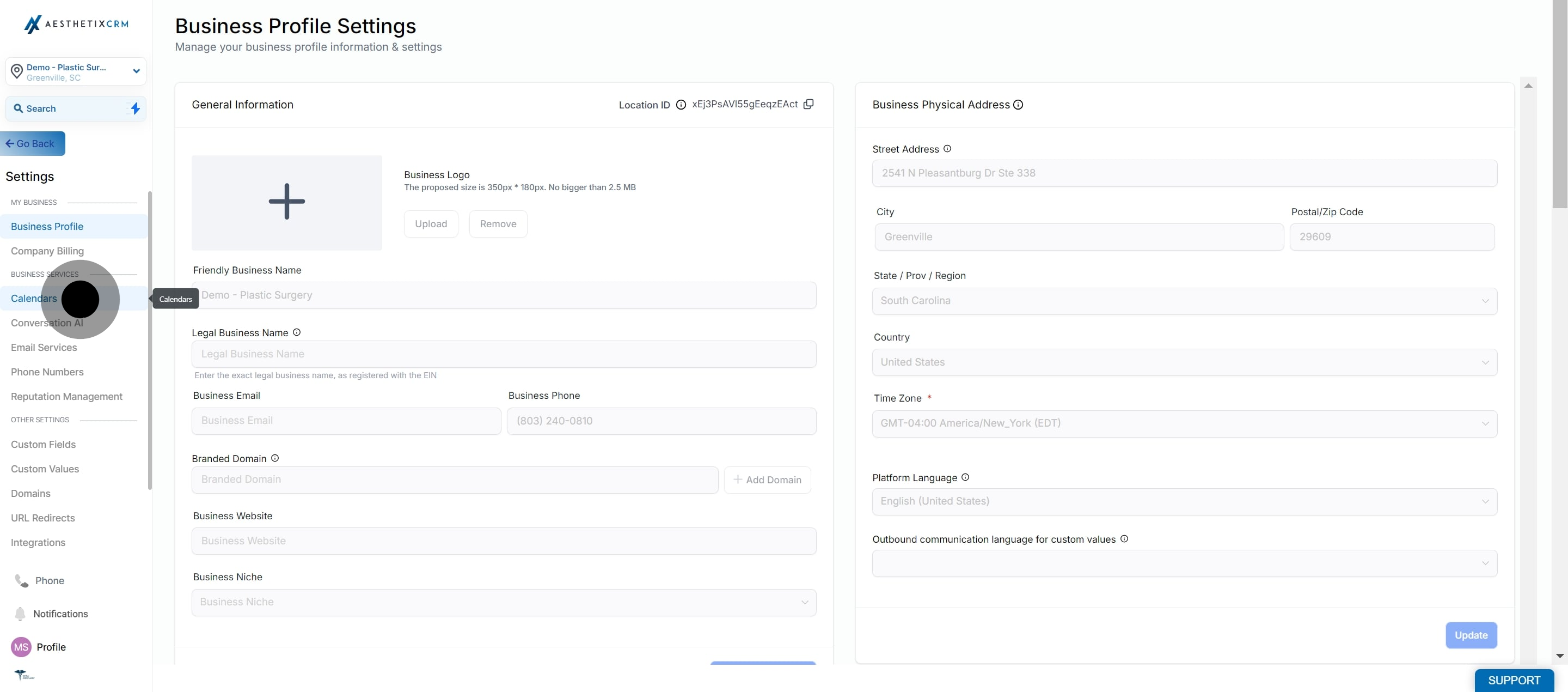 2 Click on "Calendars".