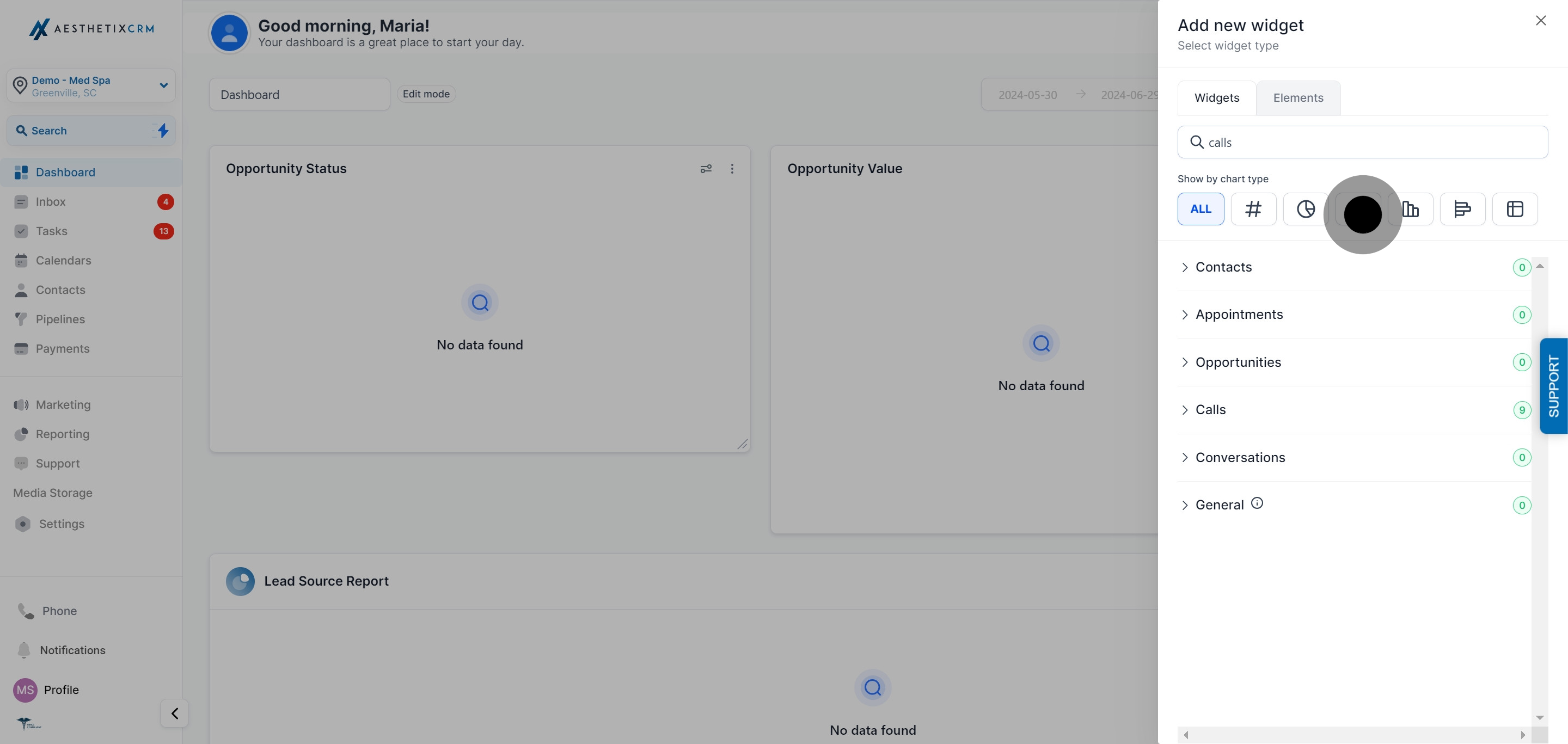 4 Next, click on "Calls".
