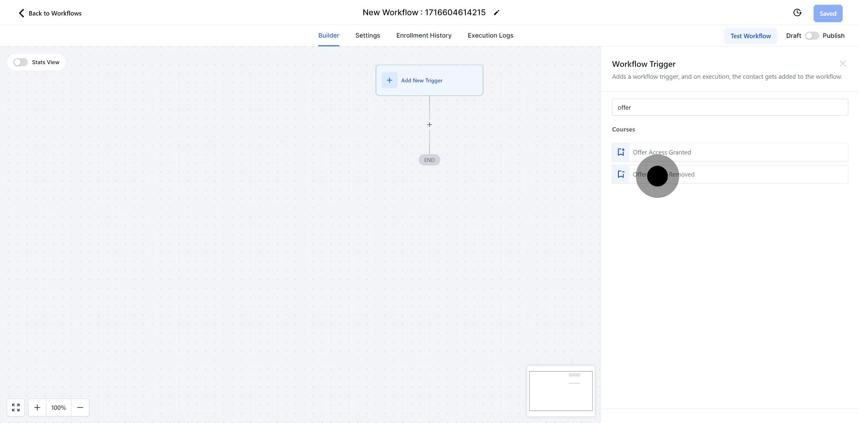 5 Click on "Offer Access Removed".