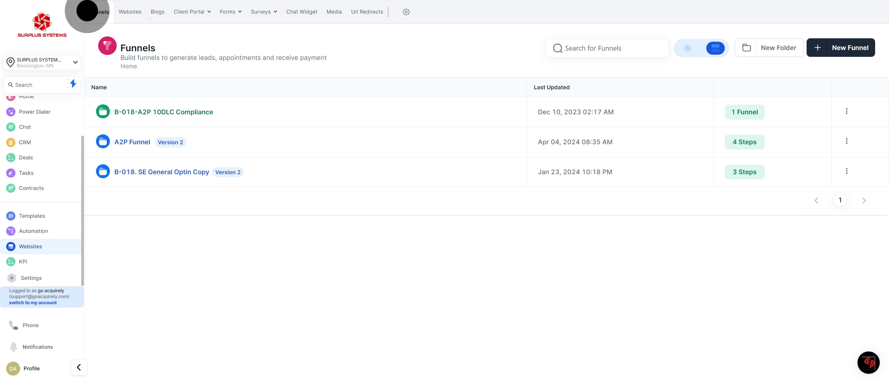 2 After, click on "Websites".