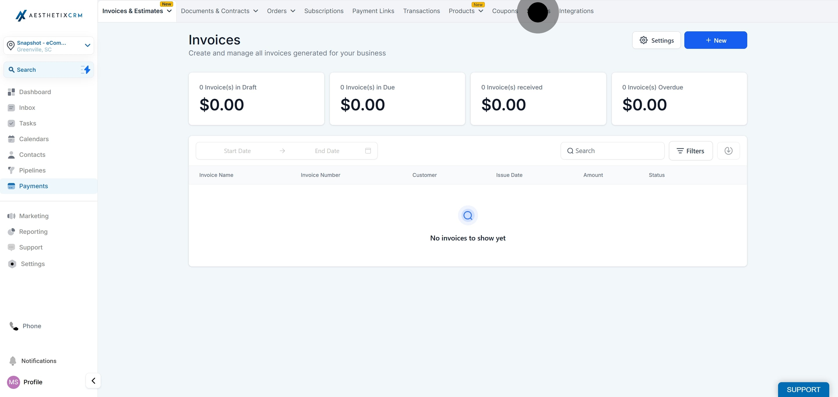 2 Click on "Settings".