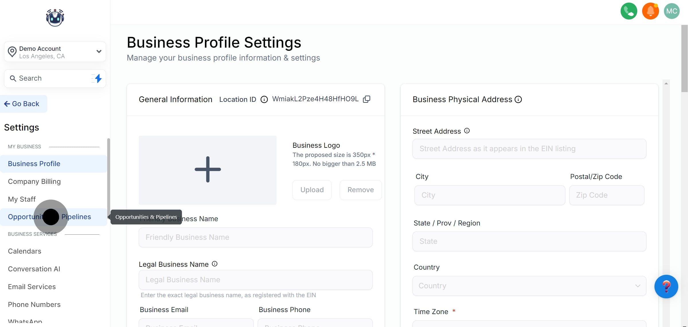 2 Following that, click on "Opportunities & Pipelines".