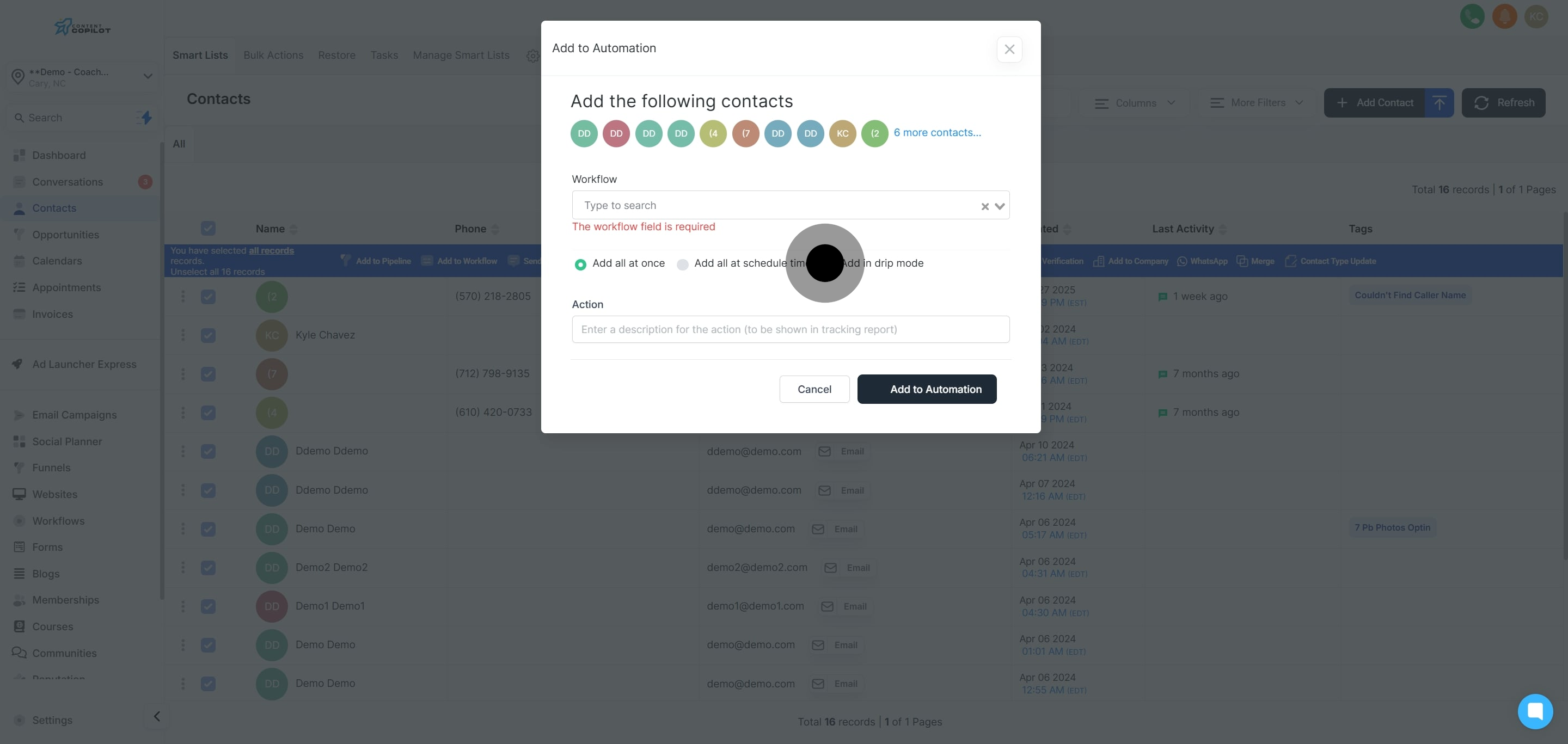9 Click on "Add in drip mode".