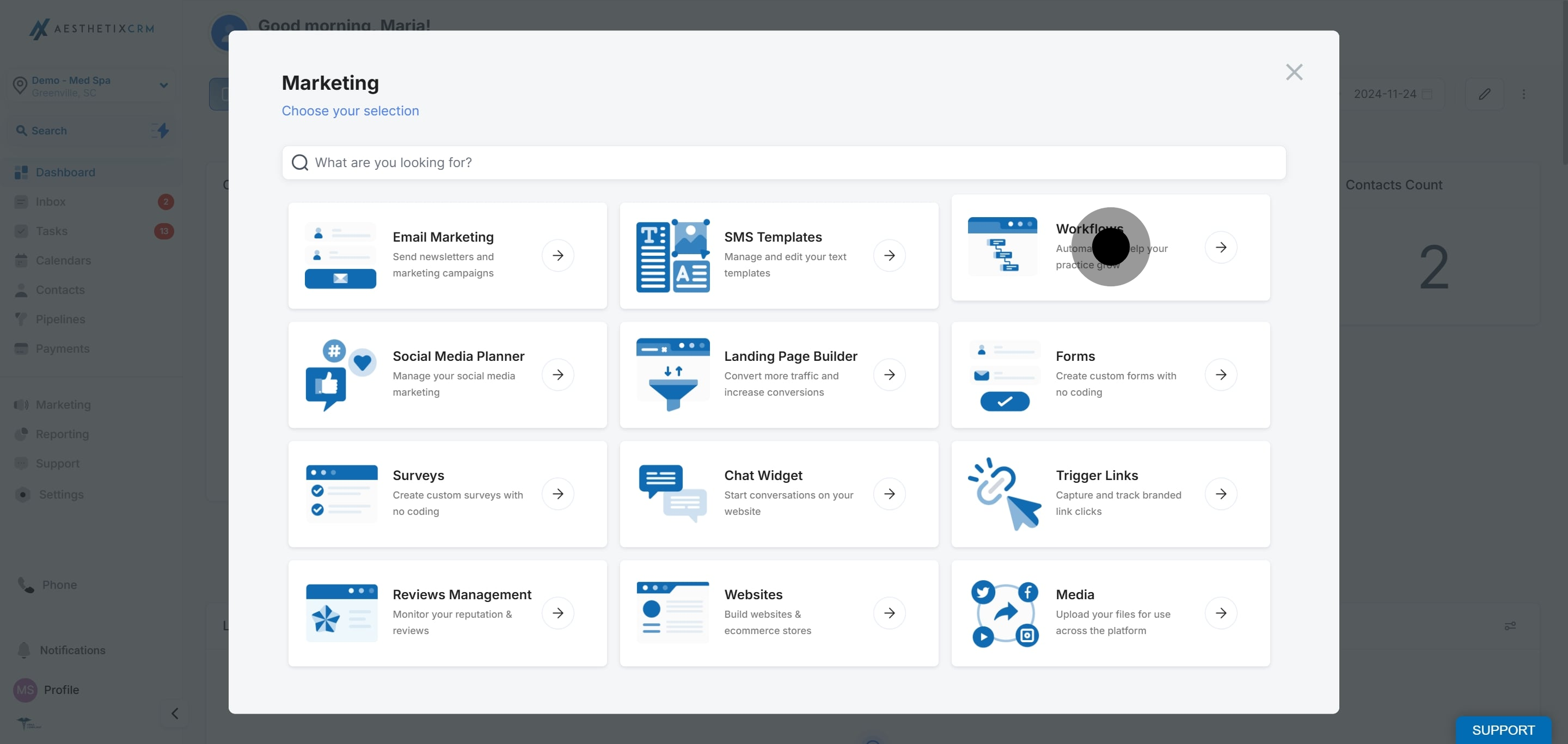 2 Now, click on "Automation to help your practice grow".