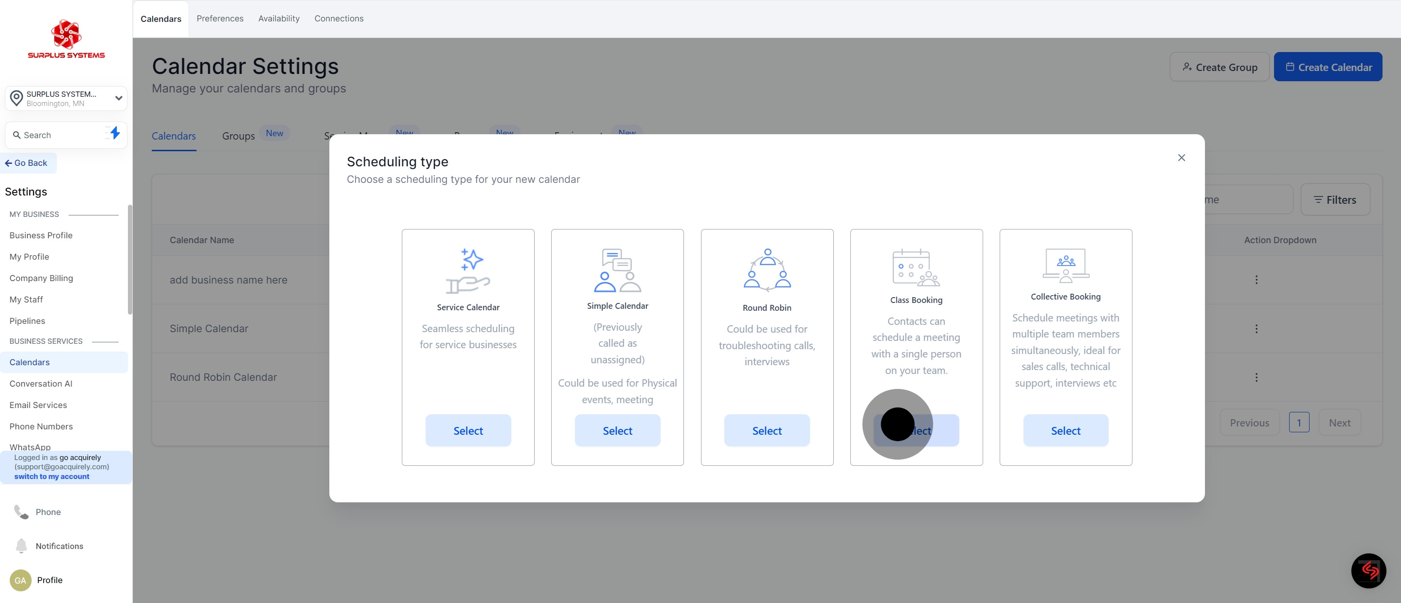 4 Click on "Select".